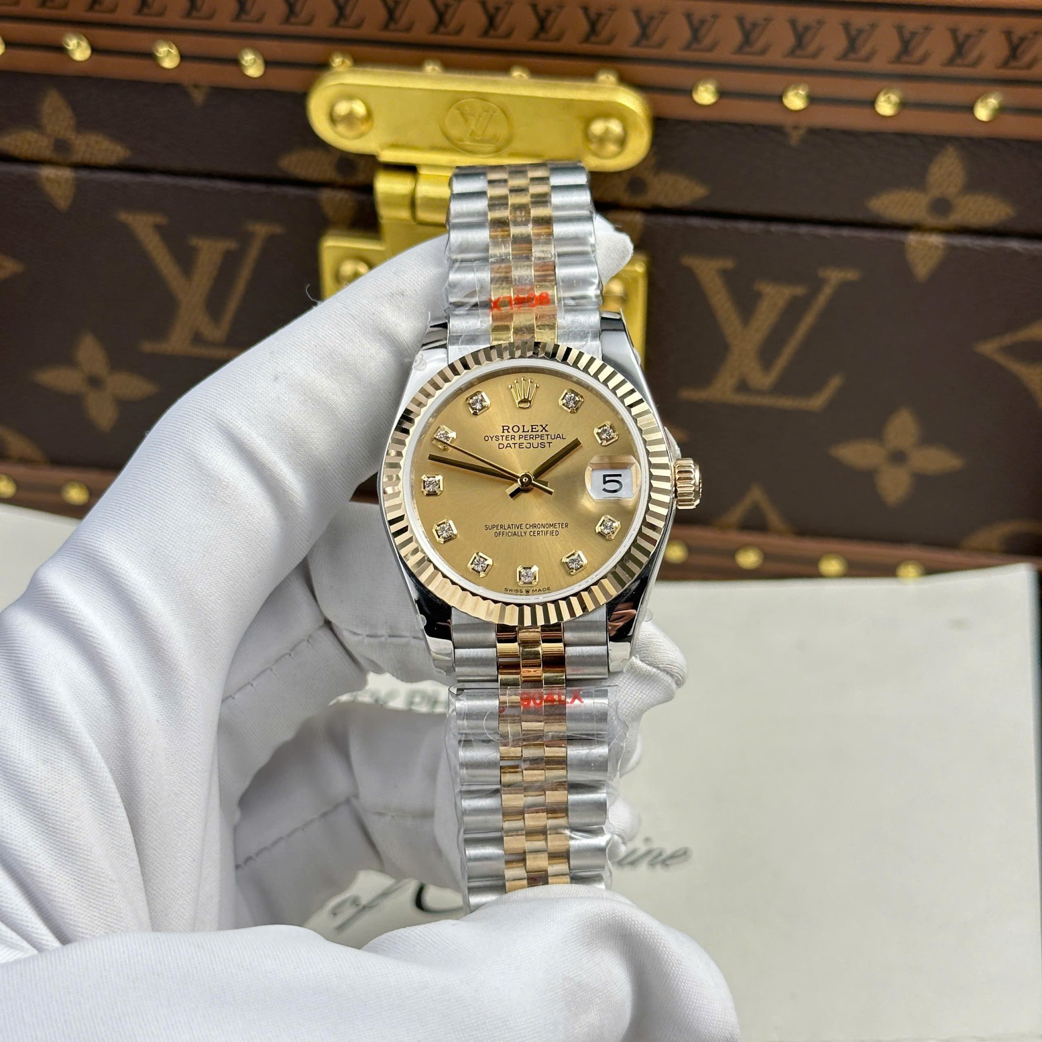 Rolex Datejust 278273 Champagne Diamond-set Dial 10K Yellow Gold Wrapped Jubilee Bracelet 1:1 Best Replica 31mm - Image 2