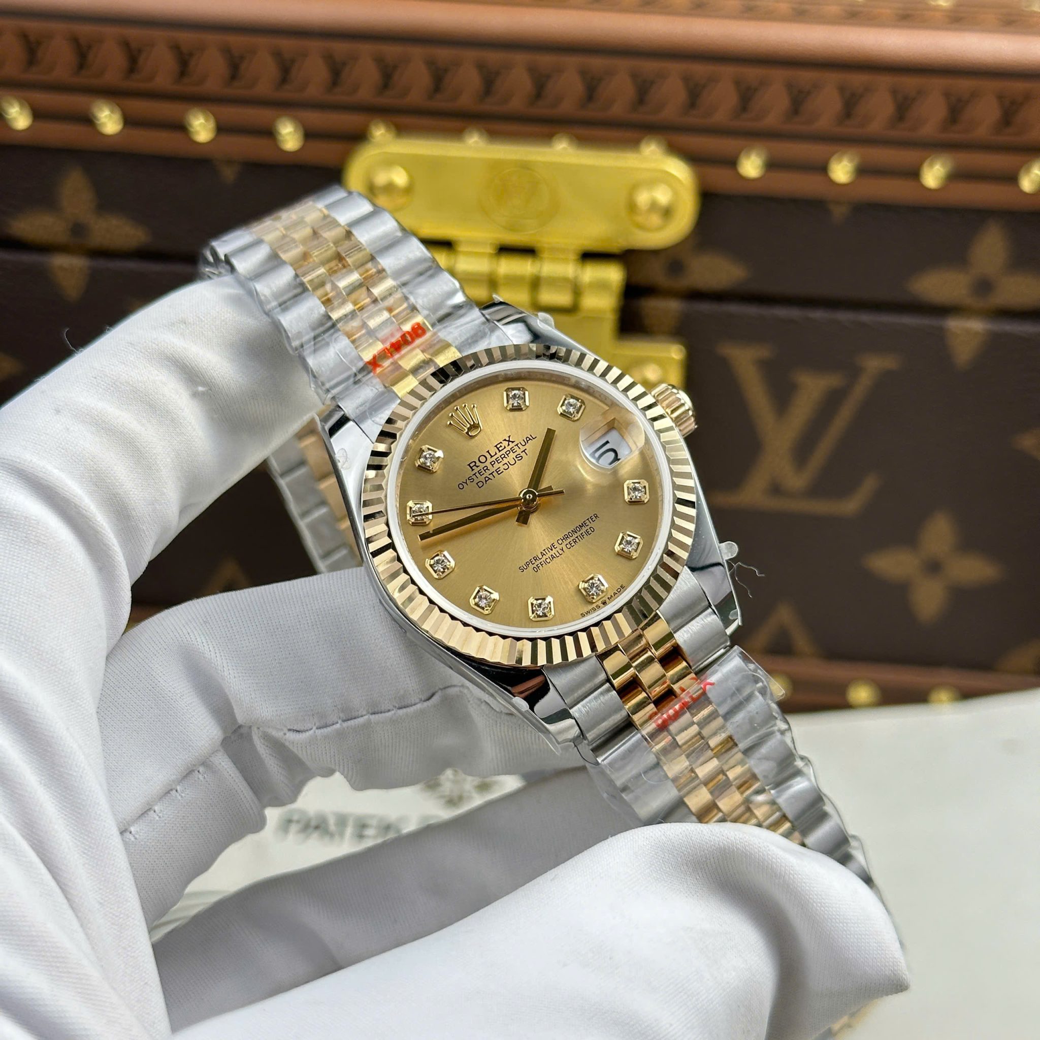 Rolex Datejust 278273 Champagne Diamond-set Dial 10K Yellow Gold Wrapped Jubilee Bracelet 1:1 Best Replica 31mm - Image 5