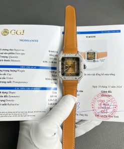 Cartier Santos Large Model Brown Dial Custom Moissanite Case Best Replica 39.8mm