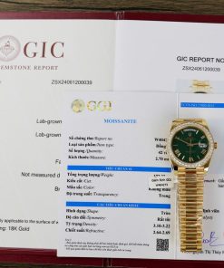 Rolex Day-Date 228348RBR Pastello Green Dial 18k Gold Wrapped Moissanite Bezel 1:1 Replica GMF V3 40mm