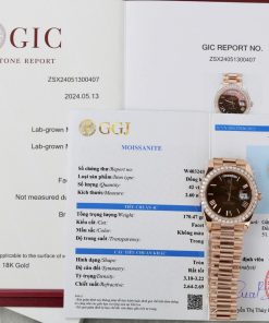 Rolex Day-Date 228345RBR-0009 18k Gold Wrapped Chocolate Roman Index Dial Moissanite Bezel GMF V3 40mm