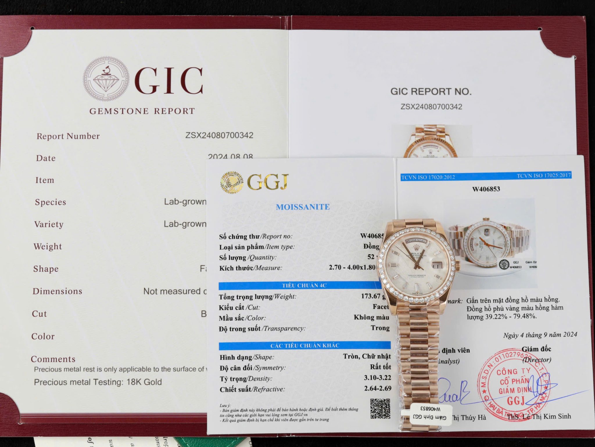 Rolex Day-Date 40 Meteorite Baguette Moissanite Dial 18K Rose Gold Wrapped Moissanite Bezel GMF V3 Best Replica 40mm