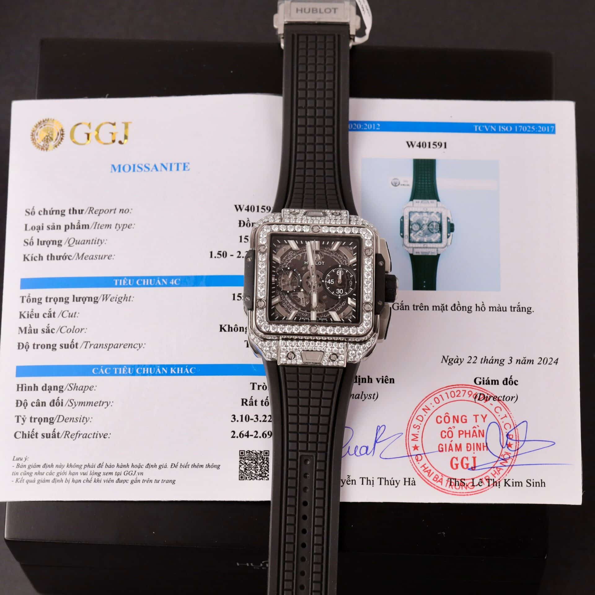 Hublot Square Bang Titanium Iced Out Moissanite Top Quality Replica 42mm