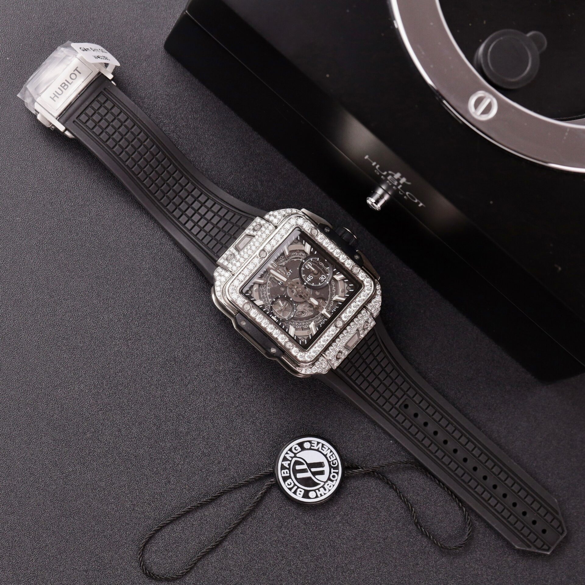 Hublot Square Bang Titanium Iced Out Moissanite Top Quality Replica 42mm - Image 2