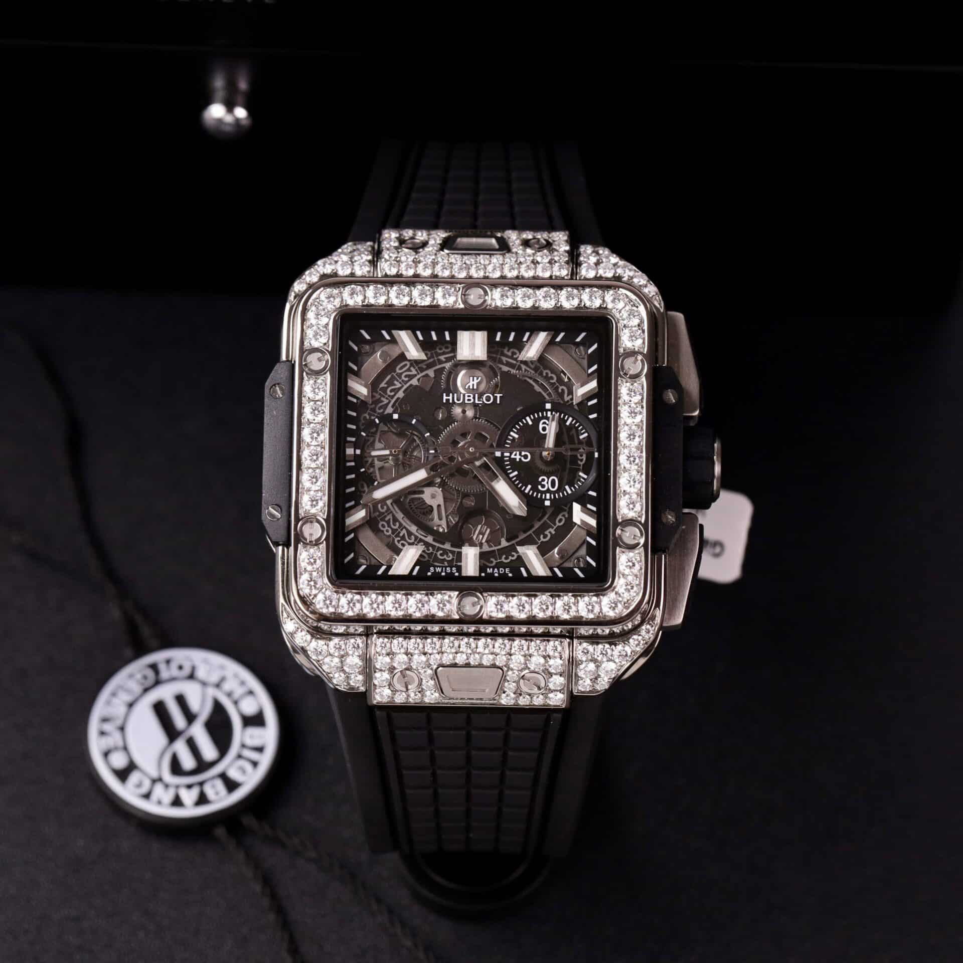 Hublot Square Bang Titanium Iced Out Moissanite Top Quality Replica 42mm - Image 4