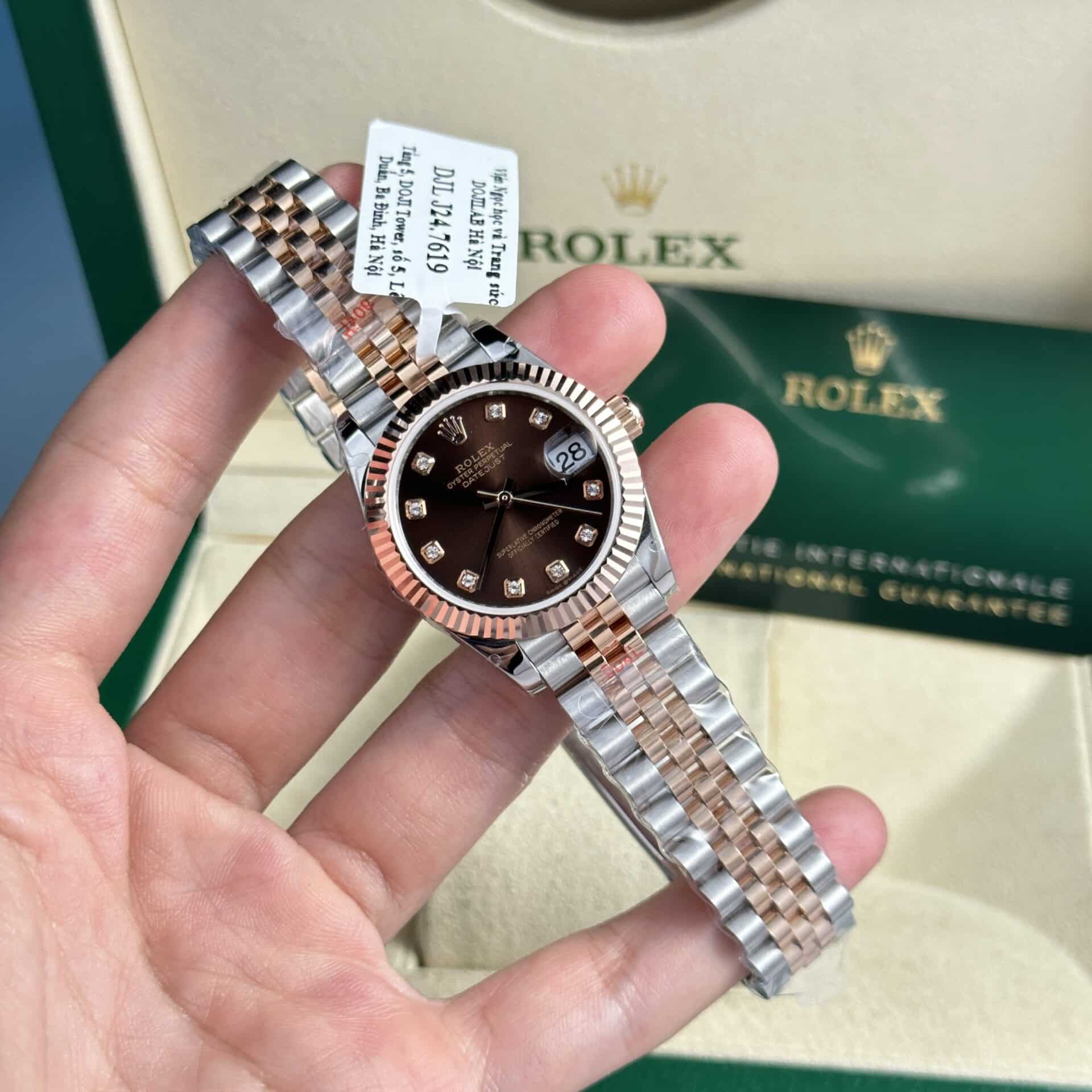 Rolex Datejust Two Tone 10K Rose Gold Wrapped Chocolate Diamond Dial Jubilee Super Clone 31mm - Image 3