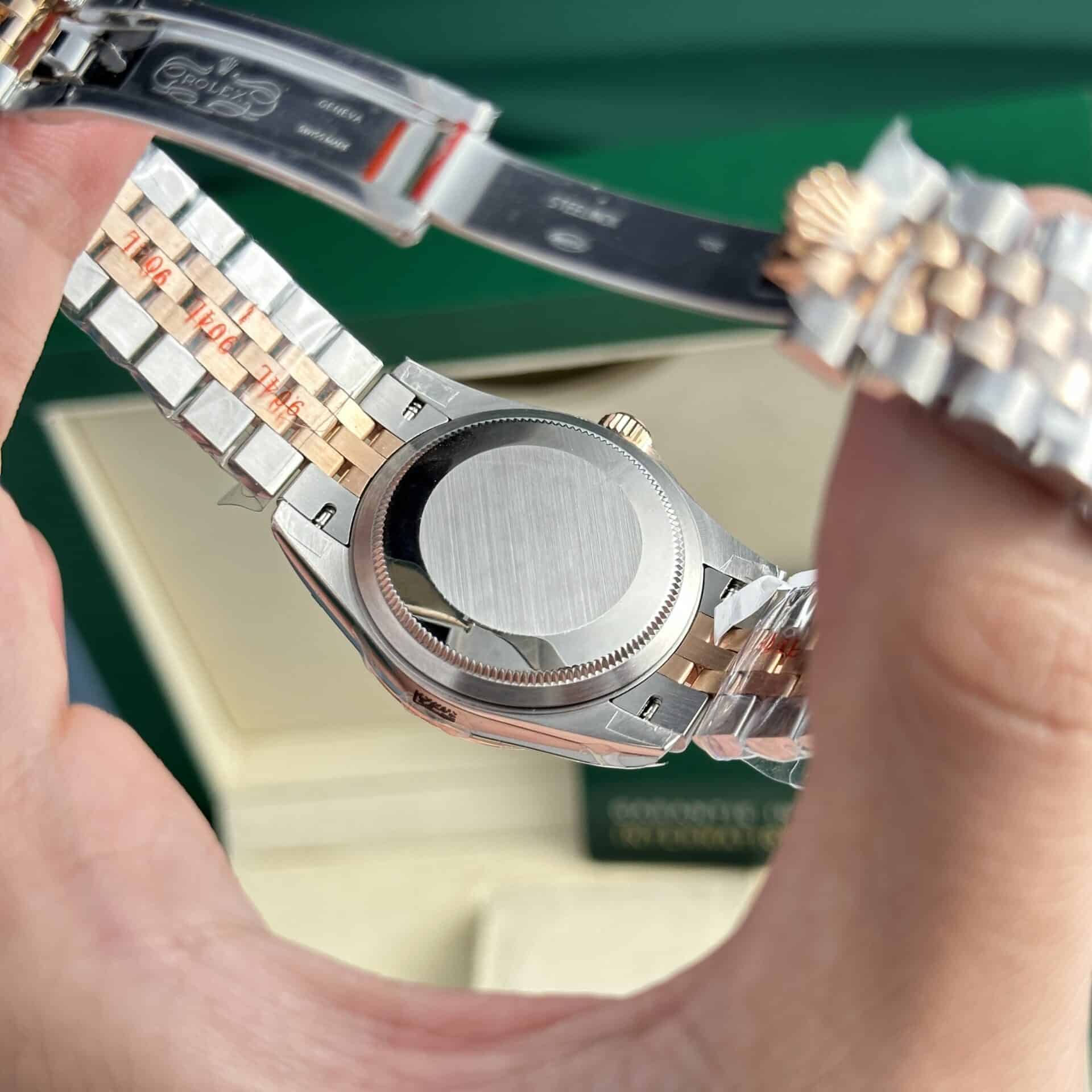 Rolex Datejust Two Tone 10K Rose Gold Wrapped Chocolate Diamond Dial Jubilee Super Clone 31mm - Image 9