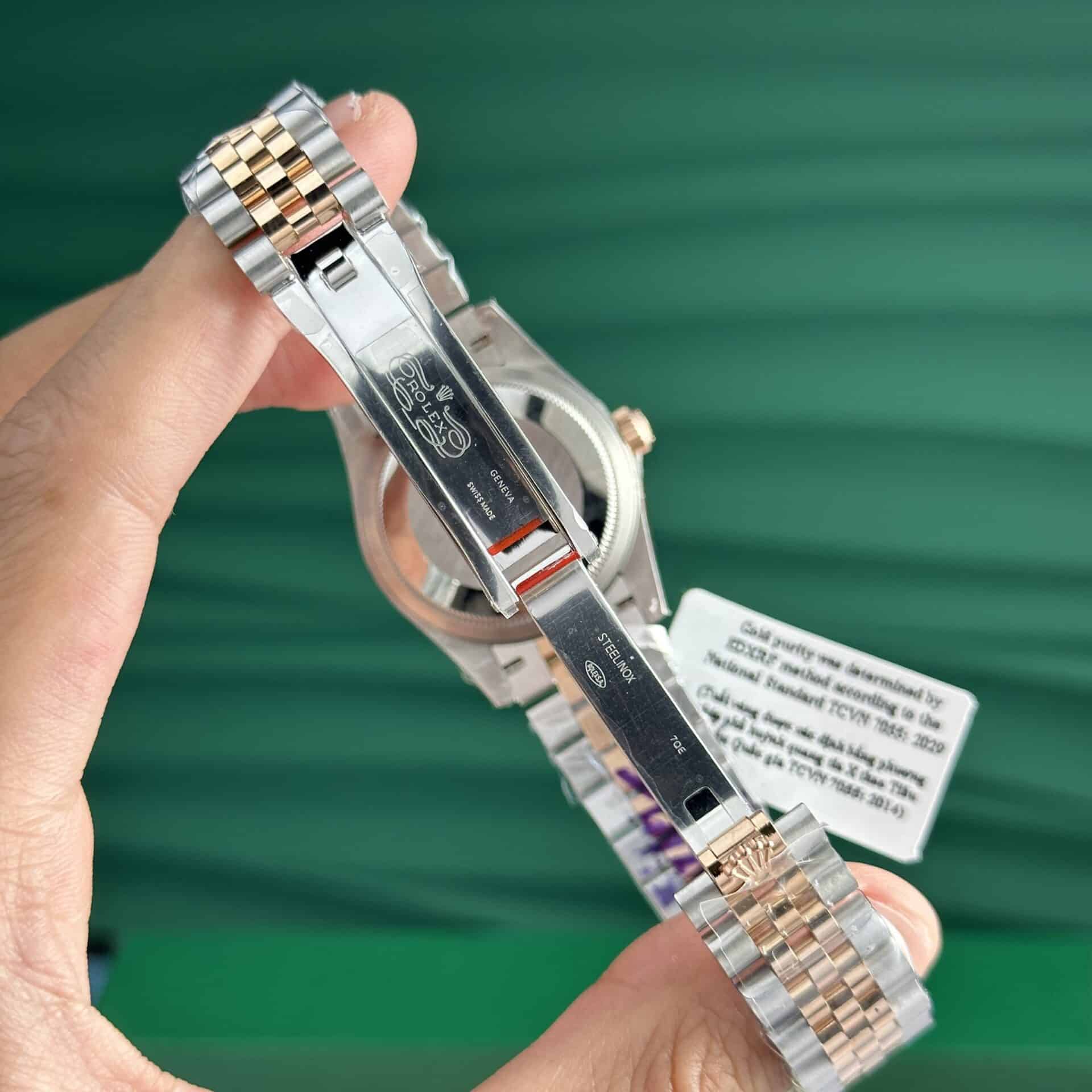 Rolex Datejust Two Tone 10K Rose Gold Wrapped Chocolate Diamond Dial Jubilee Super Clone 31mm - Image 11