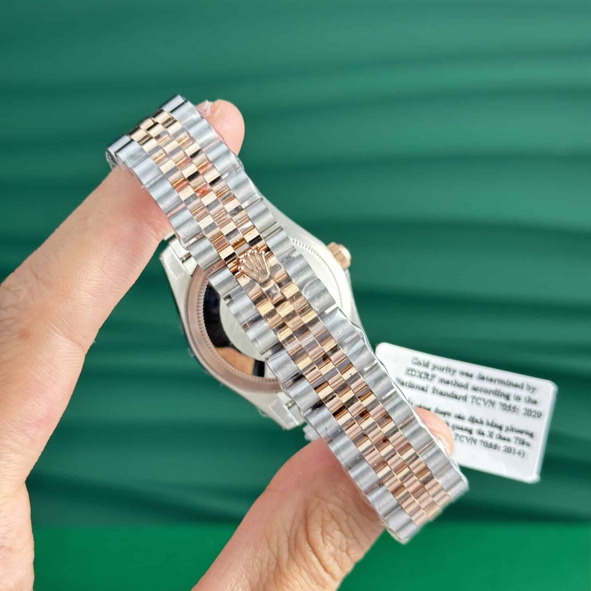 Rolex Datejust Two Tone 10K Rose Gold Wrapped Chocolate Diamond Dial Jubilee Super Clone 31mm - Image 12