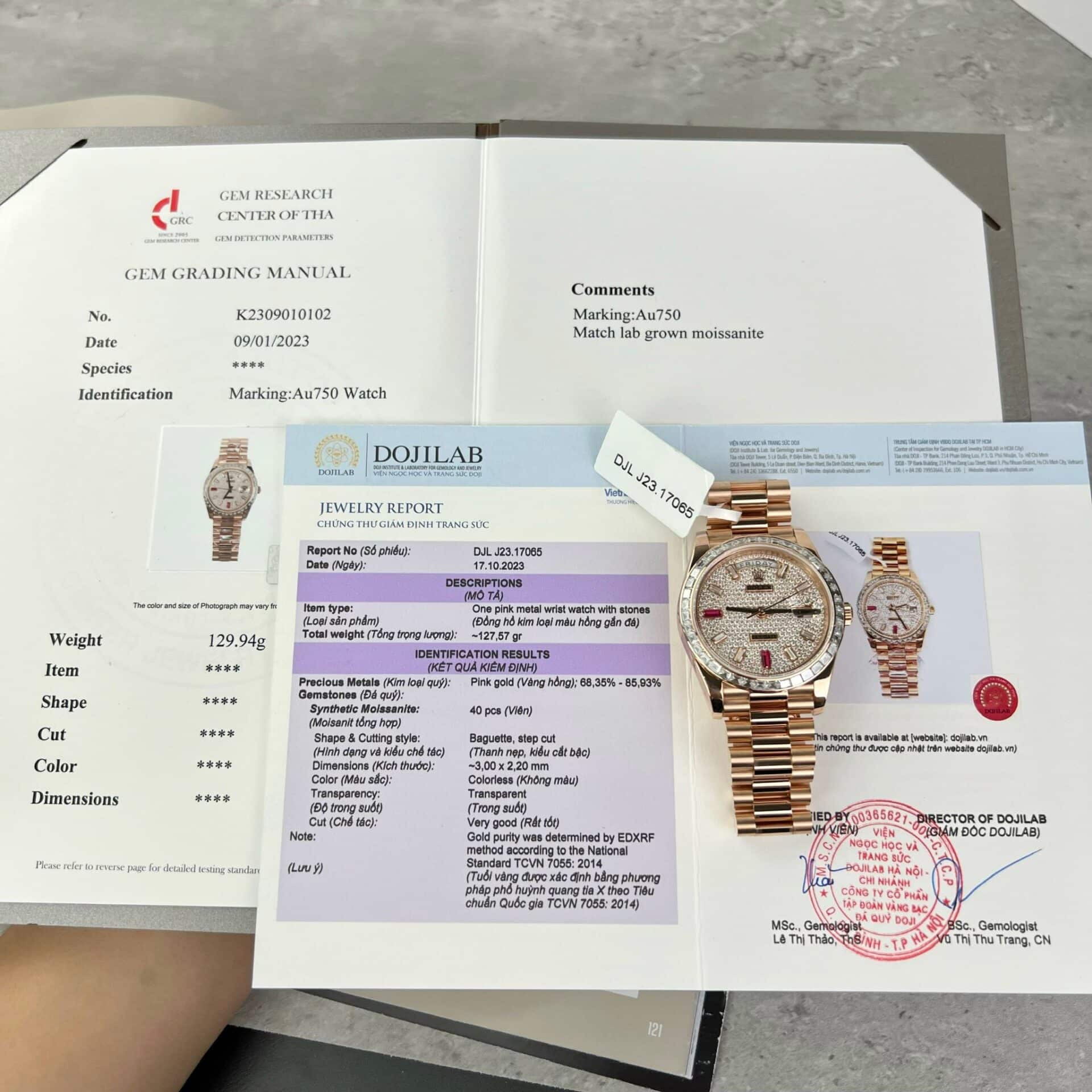 Rolex Day-Date 228345RBR 18K Gold Wrapped Customized Baguette Moissanite 40mm - Image 2