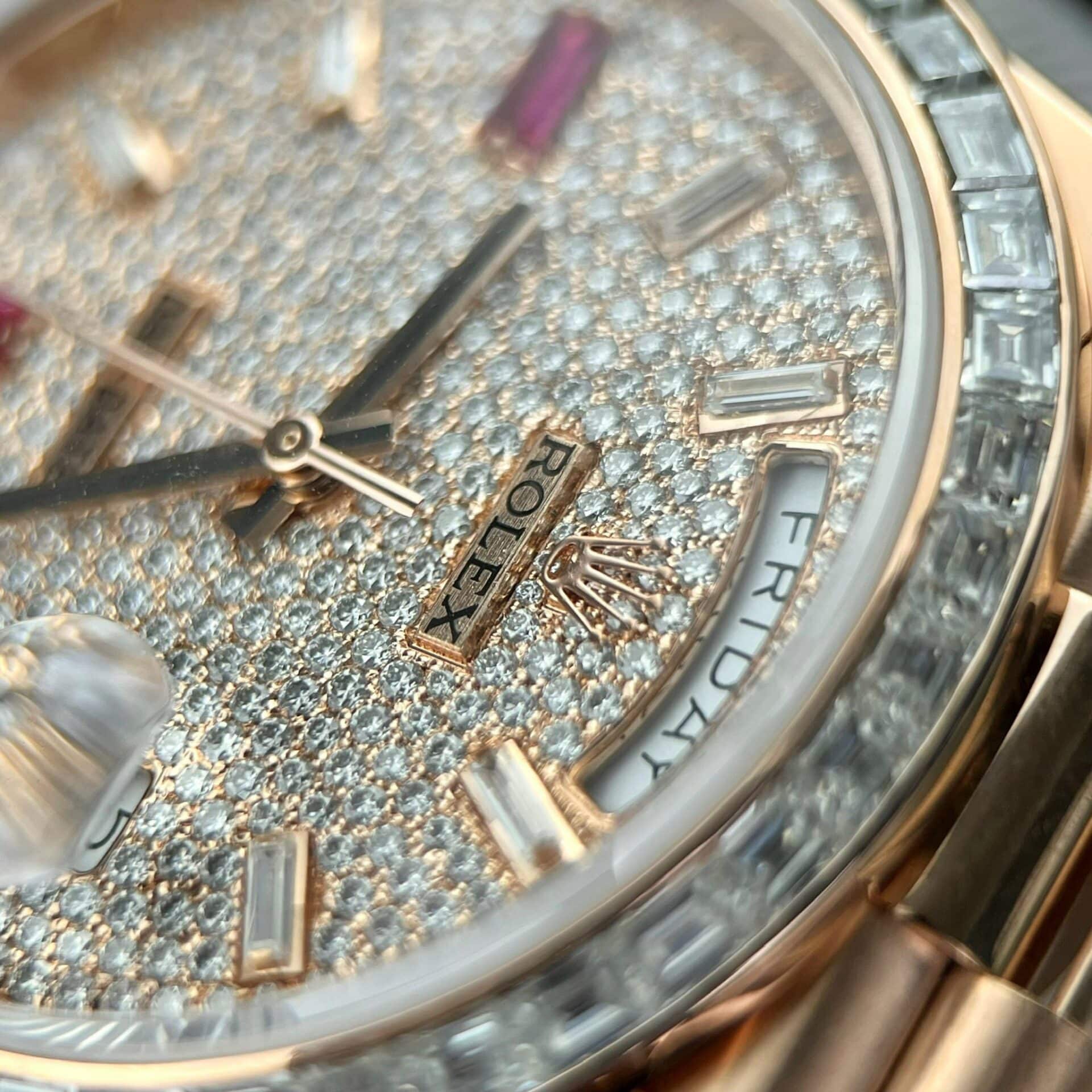 Rolex Day-Date 228345RBR 18K Gold Wrapped Customized Baguette Moissanite 40mm - Image 5