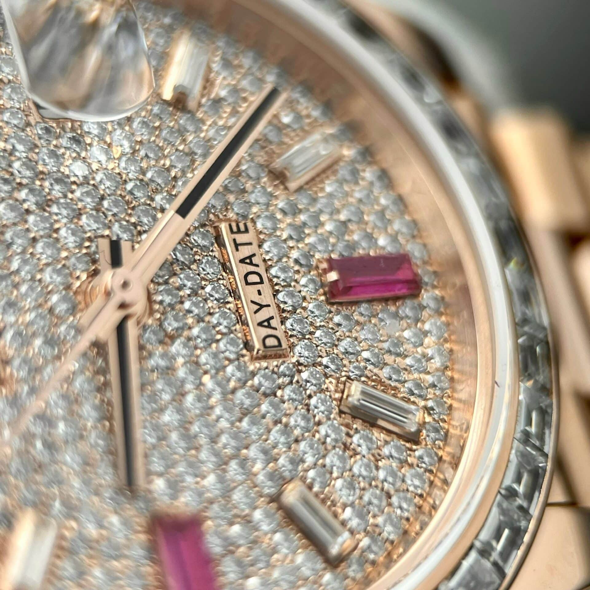 Rolex Day-Date 228345RBR 18K Gold Wrapped Customized Baguette Moissanite 40mm - Image 6