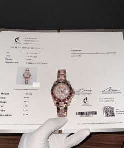 Rolex GMT-Master II 126755SARU-DIAO 18K Gold Wrapped Custom Moissanite Ruby & Sapphire Bezel 40mm