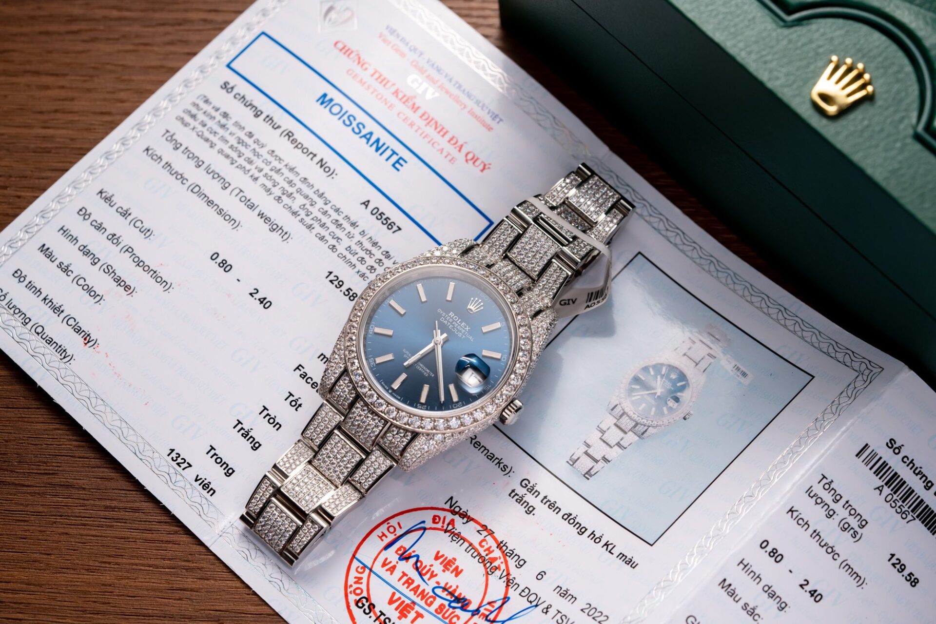 Rolex Datejust 41 Blue Dial Iced Out Moissanite Top Quality Replica 41mm