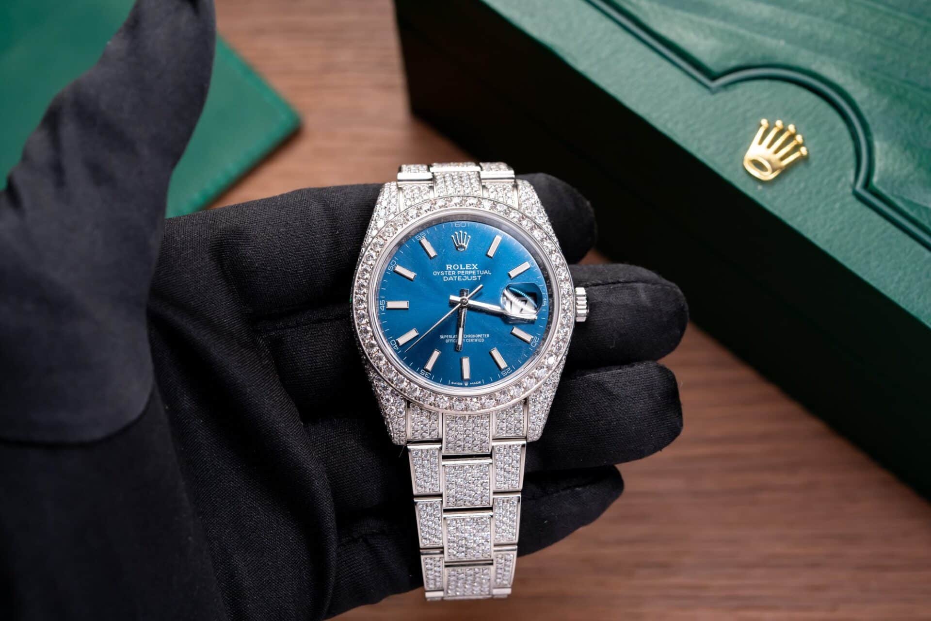 Rolex Datejust 41 Blue Dial Iced Out Moissanite Top Quality Replica 41mm - Image 2