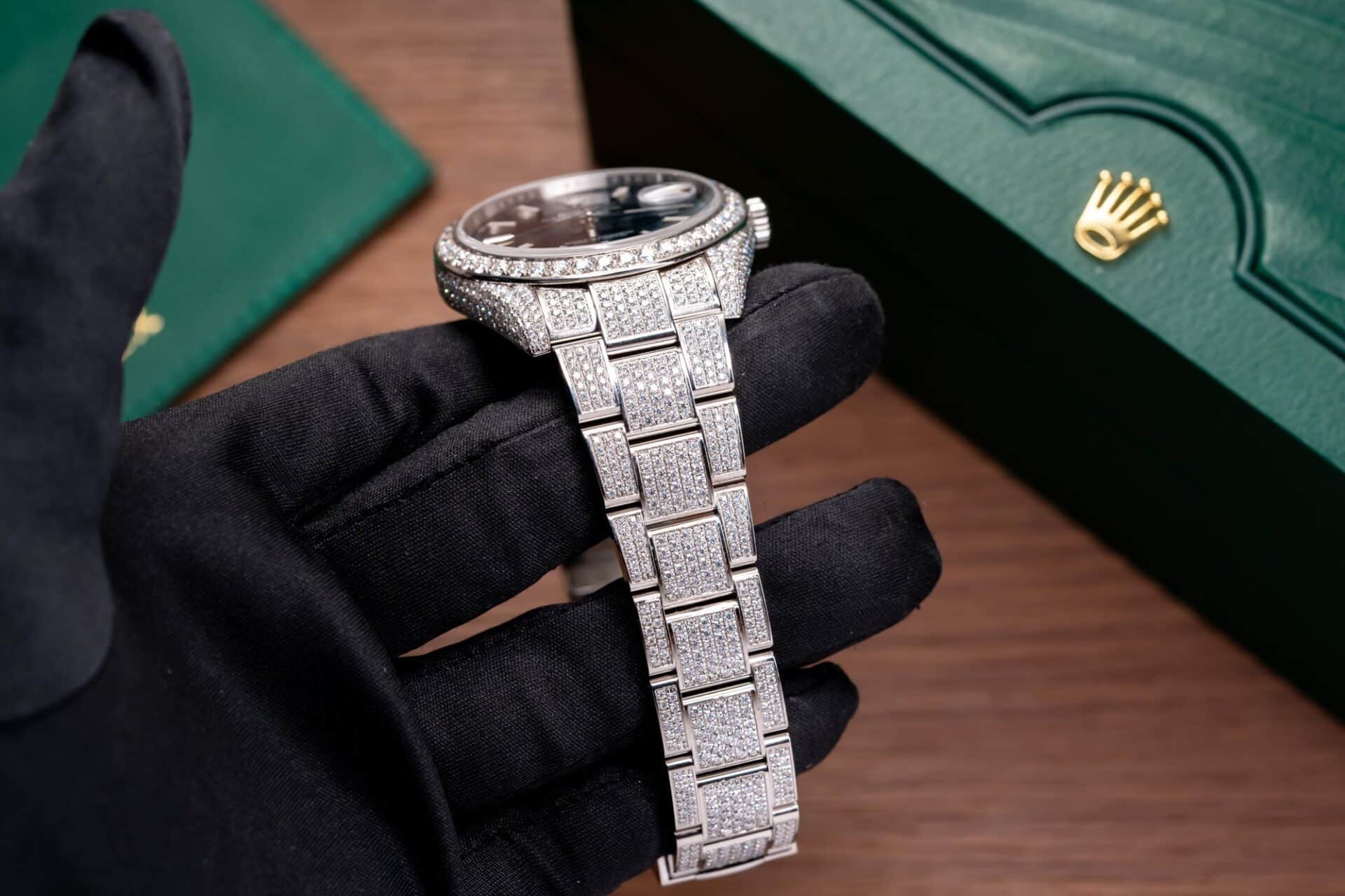 Rolex Datejust 41 Blue Dial Iced Out Moissanite Top Quality Replica 41mm - Image 6