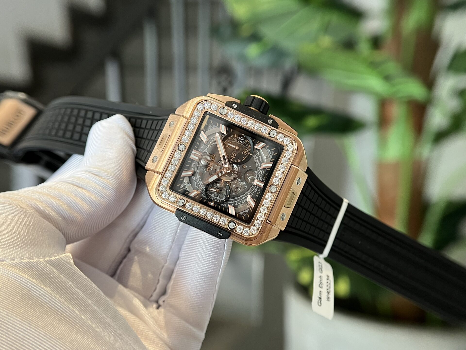 Hublot Square Bang King Gold Custom Moissanite Bezel Top Quality Replica 42mm - Image 5