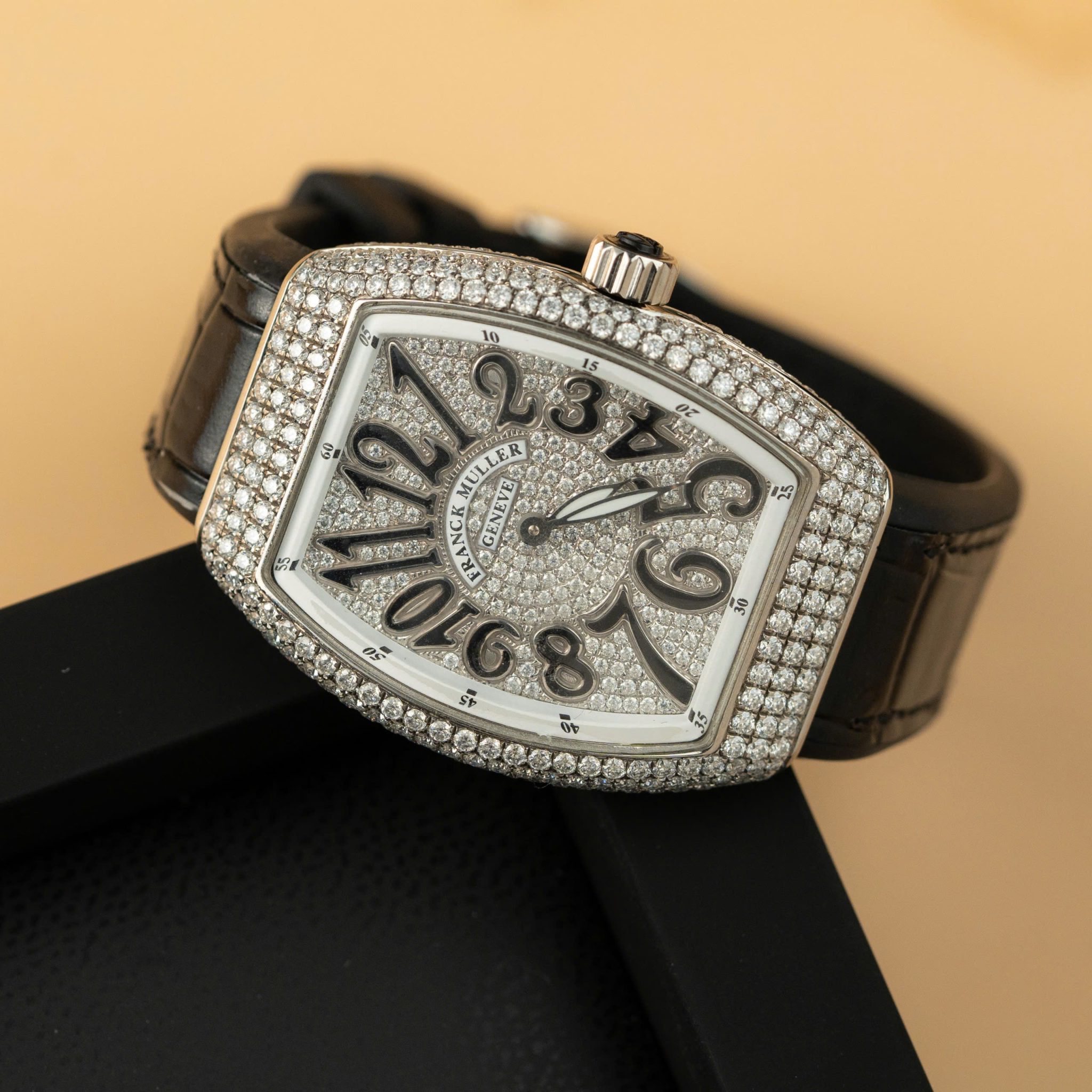 Franck Muller Vanguard V32 Black Full Moissanite Diamonds Best Replica ABF 32mm - Image 2