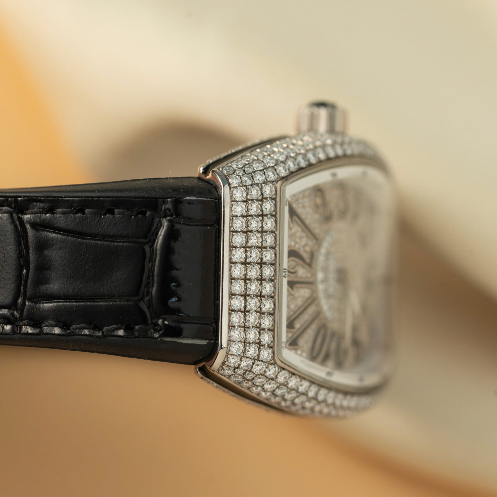 Franck Muller Vanguard V32 Black Full Moissanite Diamonds Best Replica ABF 32mm - Image 4