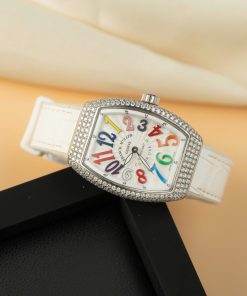 Franck Muller Vanguard V32 QZ.BLC Color Dream White Dial Custom Moissanite Best Replica ABF 32mm