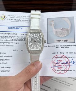 Franck Muller Vanguard V32 White Custom Full Moissanite Best Replica ABF 32mm