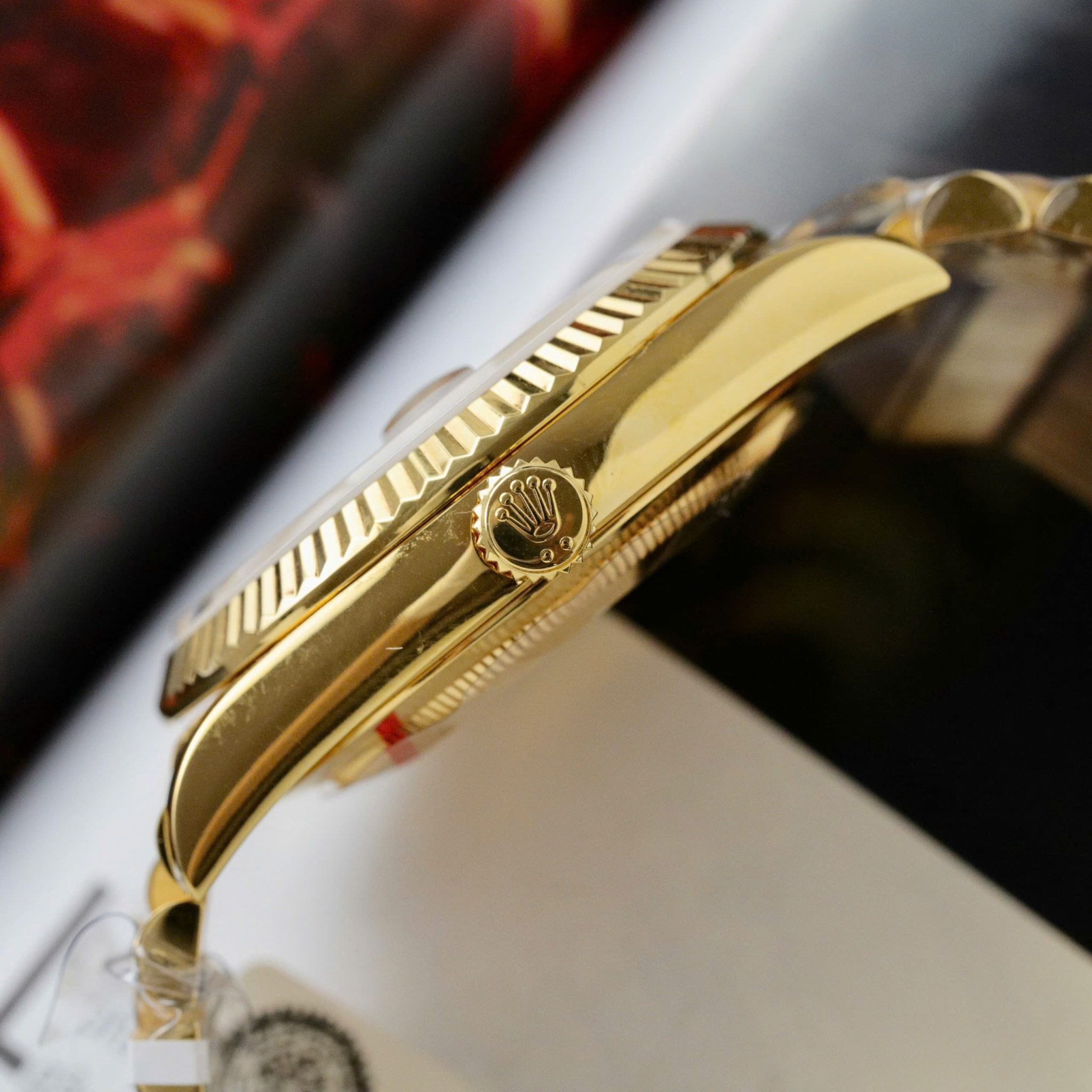 Rolex Day-Date 228238-0071 MOP Baguette Moissanite Index Dial 18K Yellow Gold Wrapped GMF V3 Best Replica 40mm - Image 9