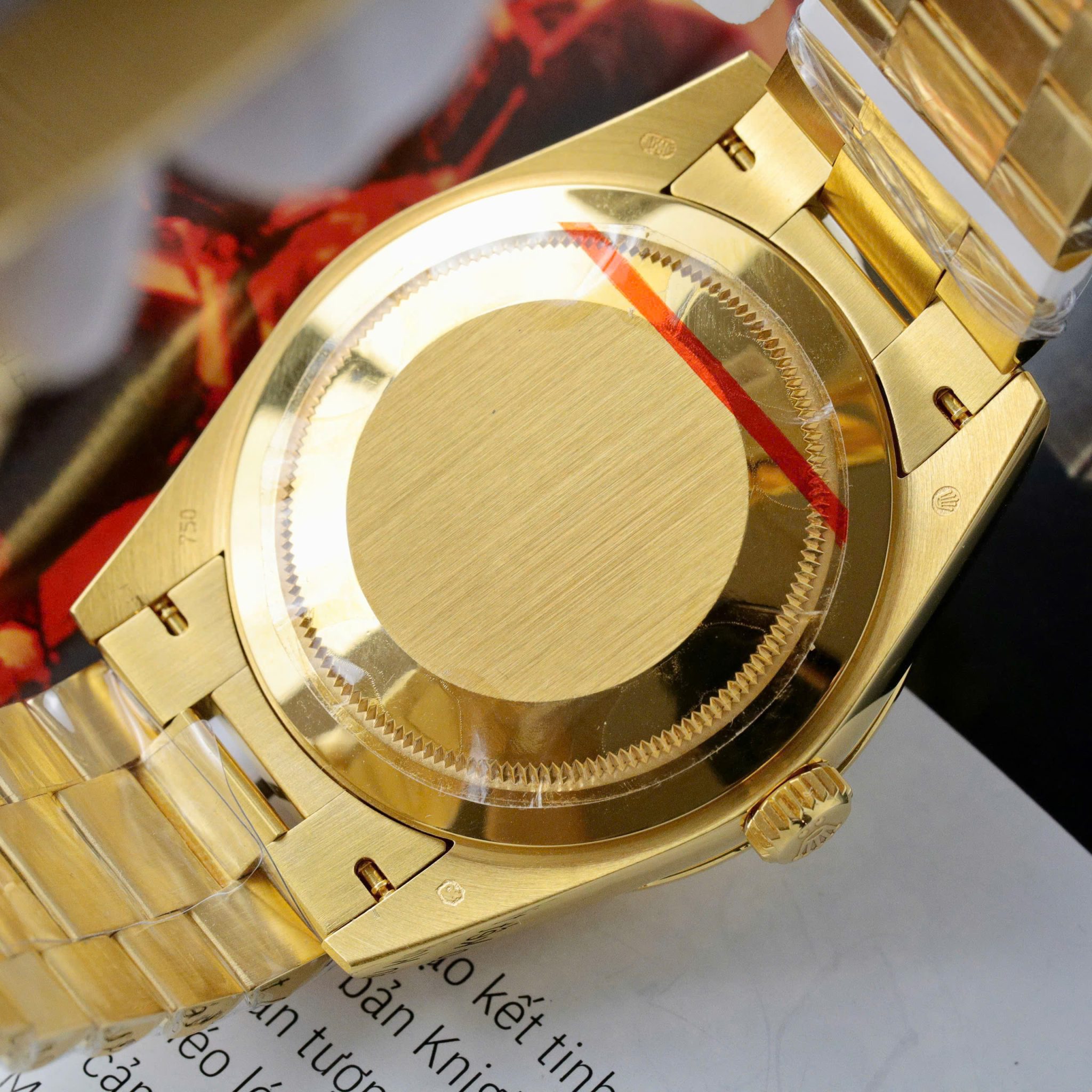 Rolex Day-Date 228238-0071 MOP Baguette Moissanite Index Dial 18K Yellow Gold Wrapped GMF V3 Best Replica 40mm - Image 10