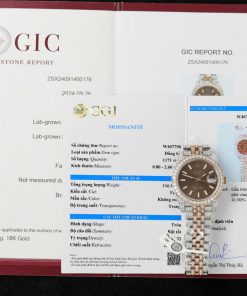 Rolex Datejust 41 Two Tone Chocolate Dial 18K Gold Plated Iced Out Moissanite Best Replica 41mm