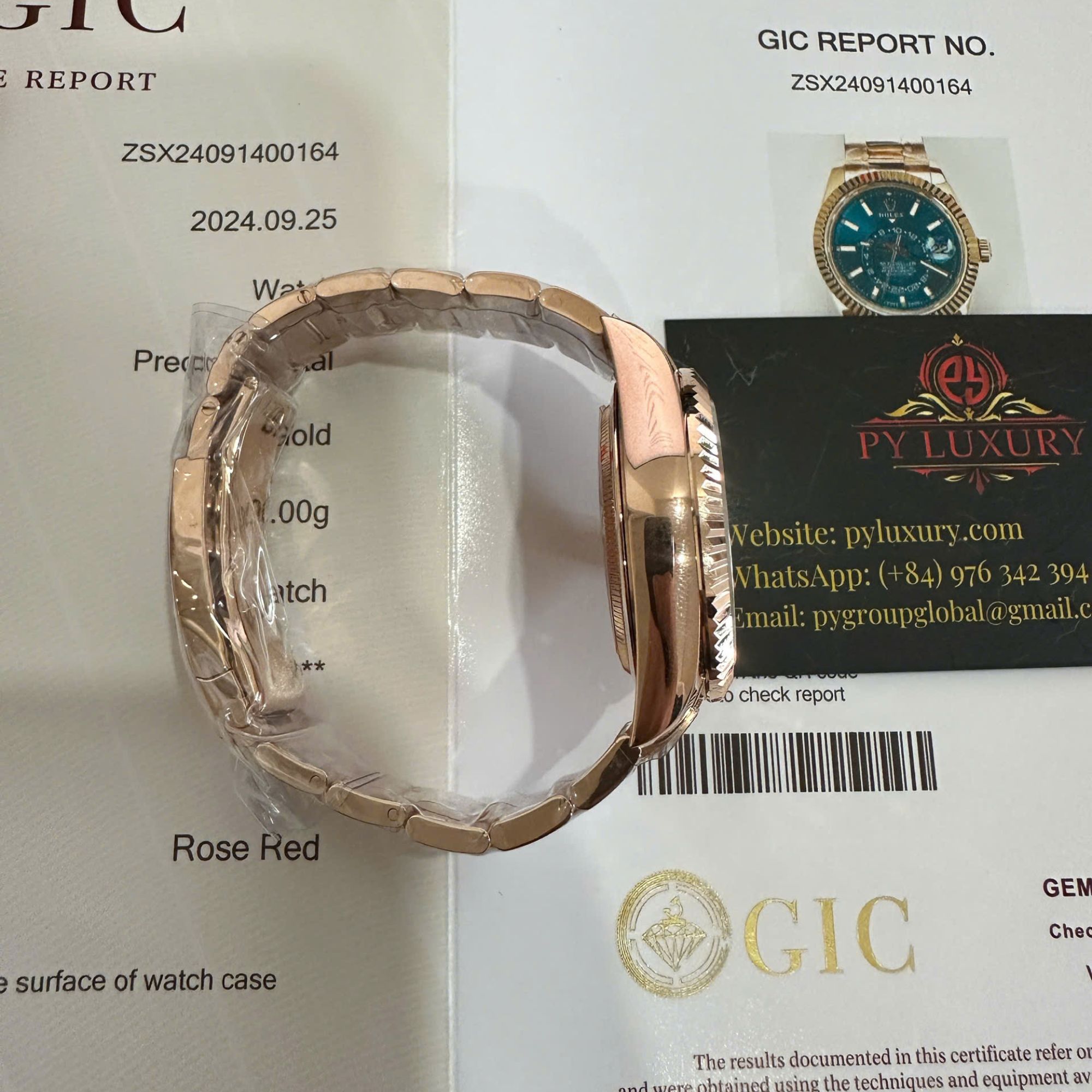 Rolex Sky-Dweller 336935 Blue-Green Index Dial 18K Gold Wrapped Oyster Bracelet Best Replica 42mm - Image 7