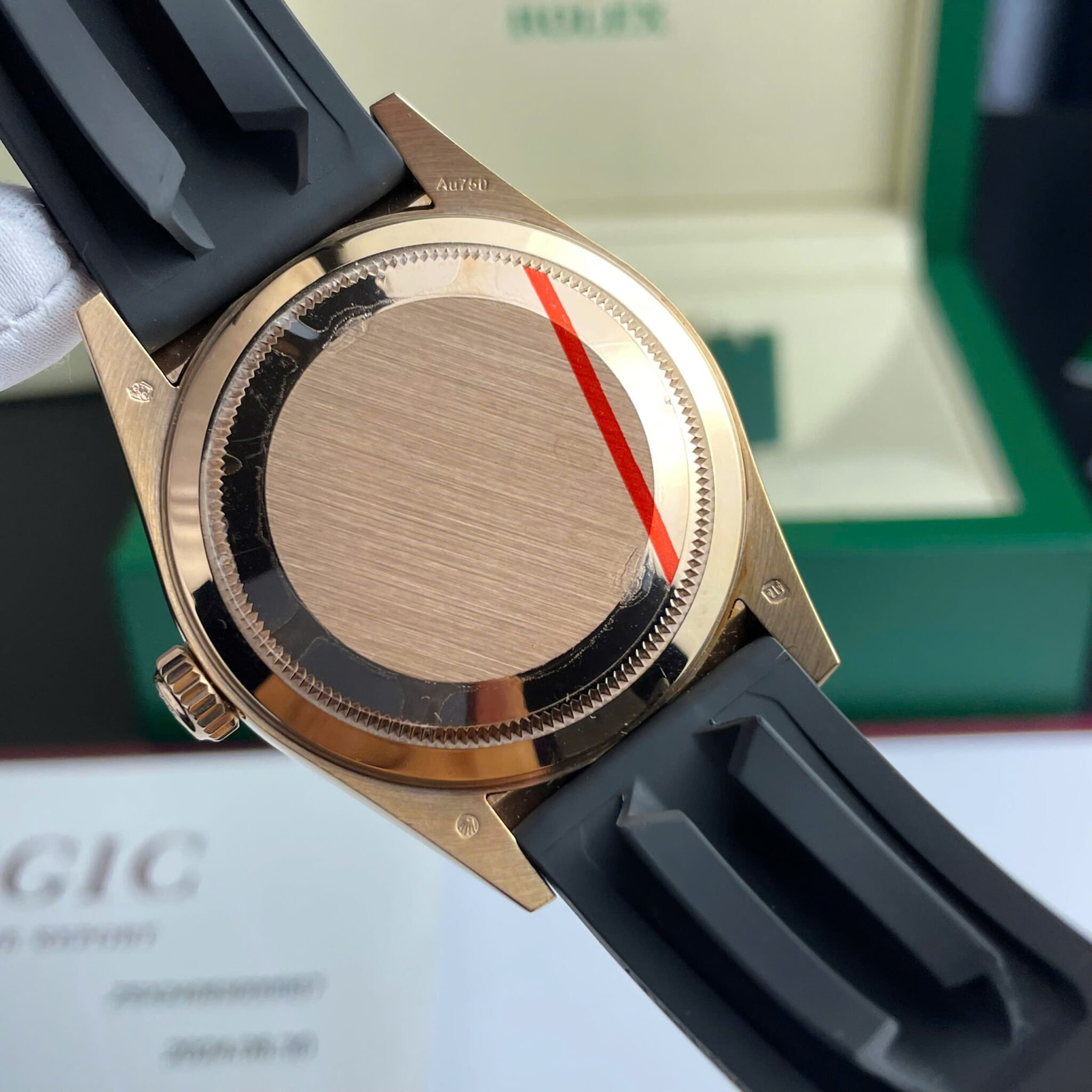 Rolex Sky-Dweller 326934 Brown Dial 18K Gold Wrapped Rubber Strap Best Replica 42mm - Image 10