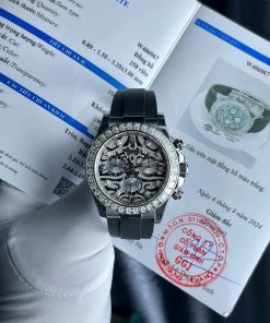 Rolex Daytona 'Eye Of The Tiger' 116589TBR Custom Moissanite Rubber Strap Best Replica 40mm