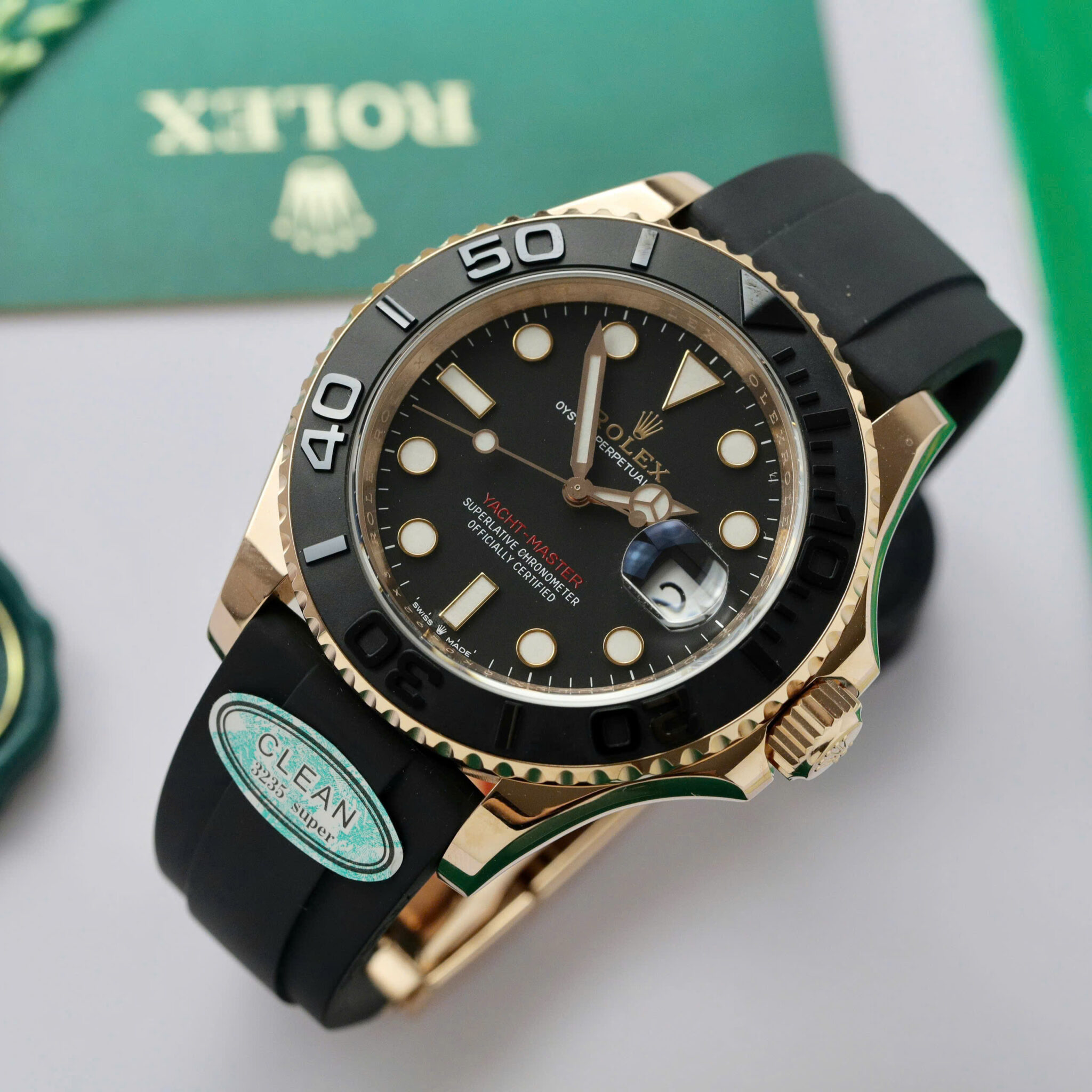 Rolex Yacht-Master 126655 Black Dial 18K Rose Gold Wrapped 1:1 Replica 40mm - Image 3