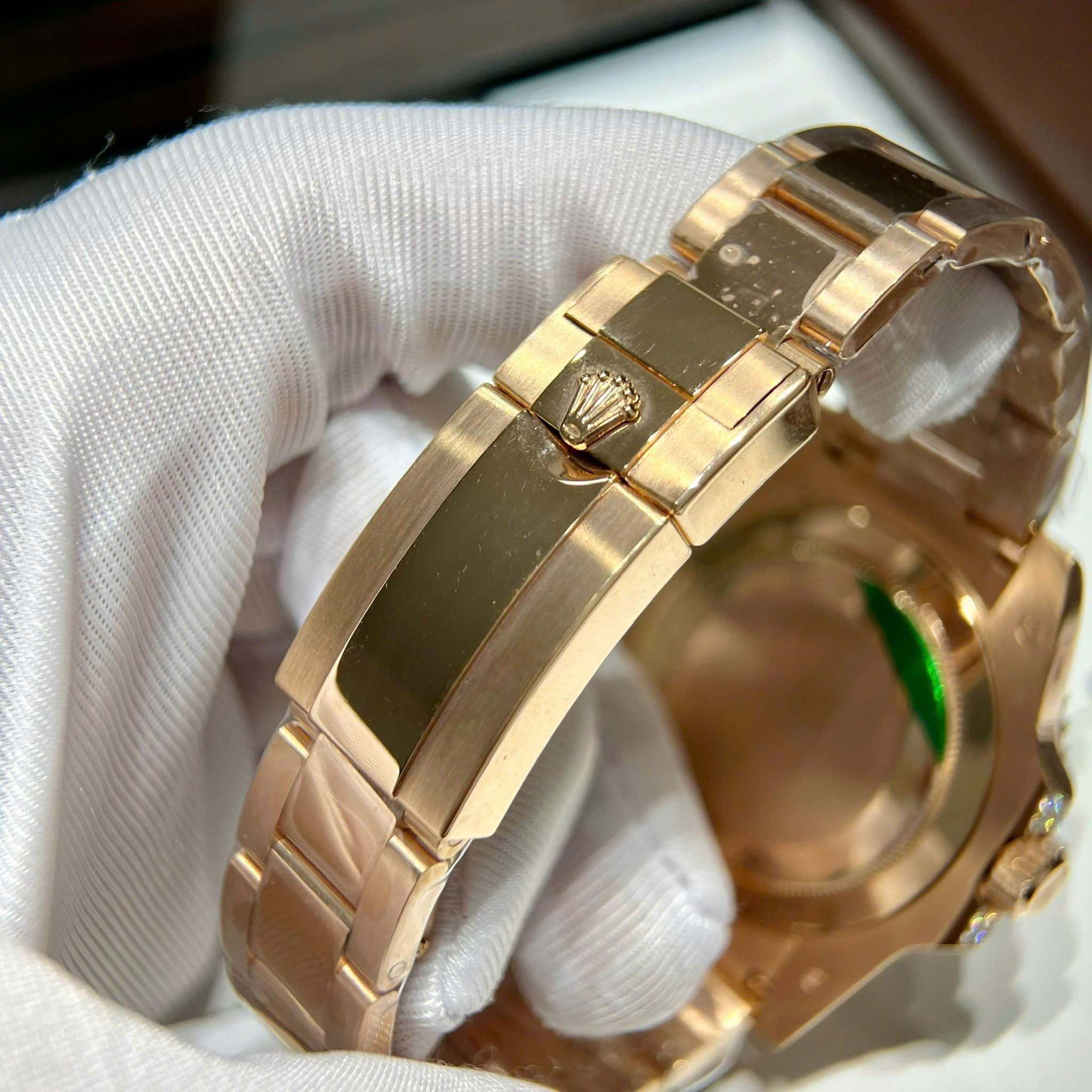 Rolex GMT-Master II 126755SARU 18K Gold Wrapped Moissanite Pavé Dial Ruby & Sapphire Bezel 40mm - Image 8