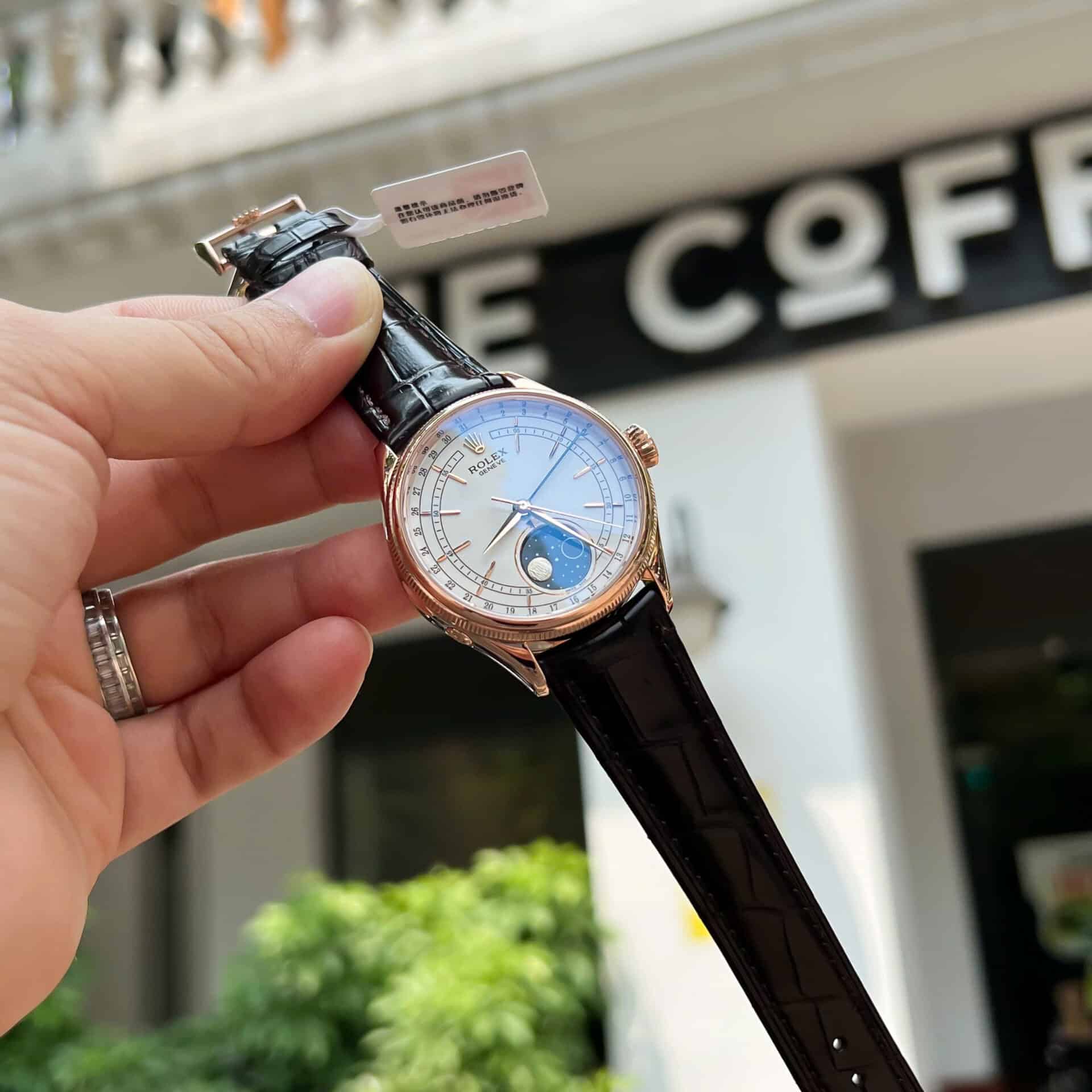 Rolex Cellini Moonphase 50535 18K Rose Gold Wrapped Leather Best Replica 39mm - Image 3