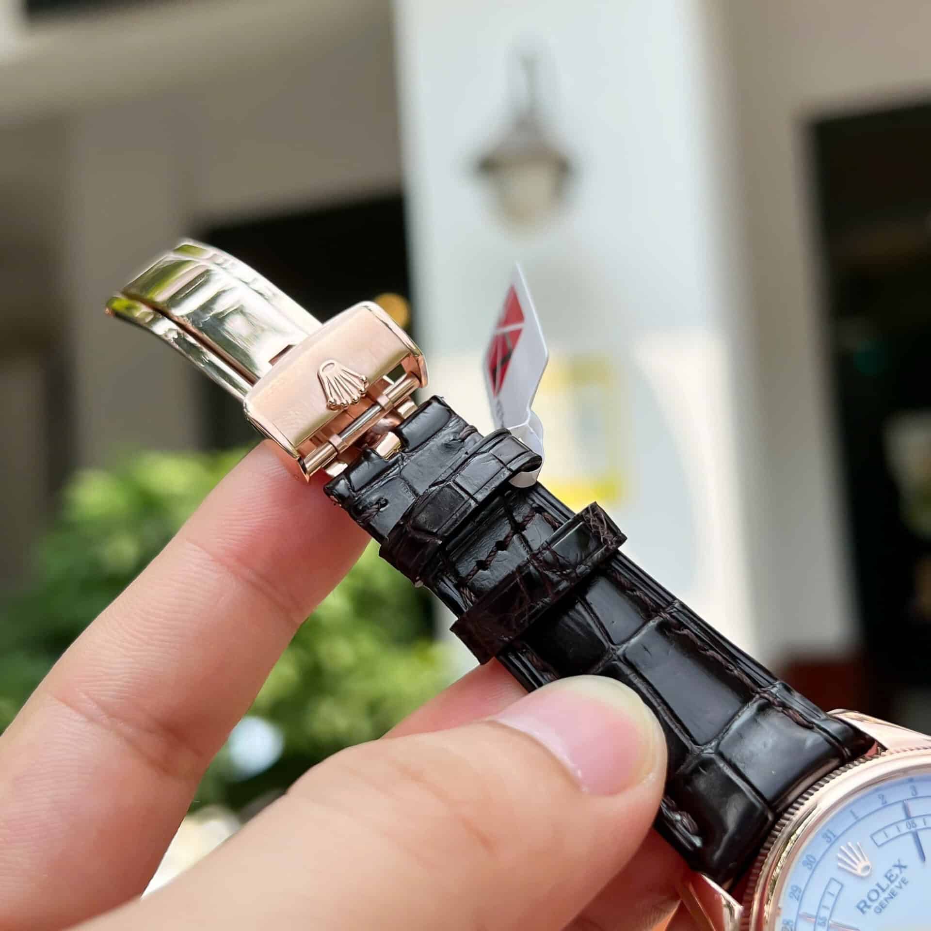 Rolex Cellini Moonphase 50535 18K Rose Gold Wrapped Leather Best Replica 39mm - Image 9