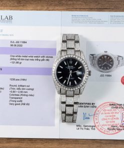 Rolex Datejust Black Luminous Dial Iced Out Moissanite Best Replica 41mm