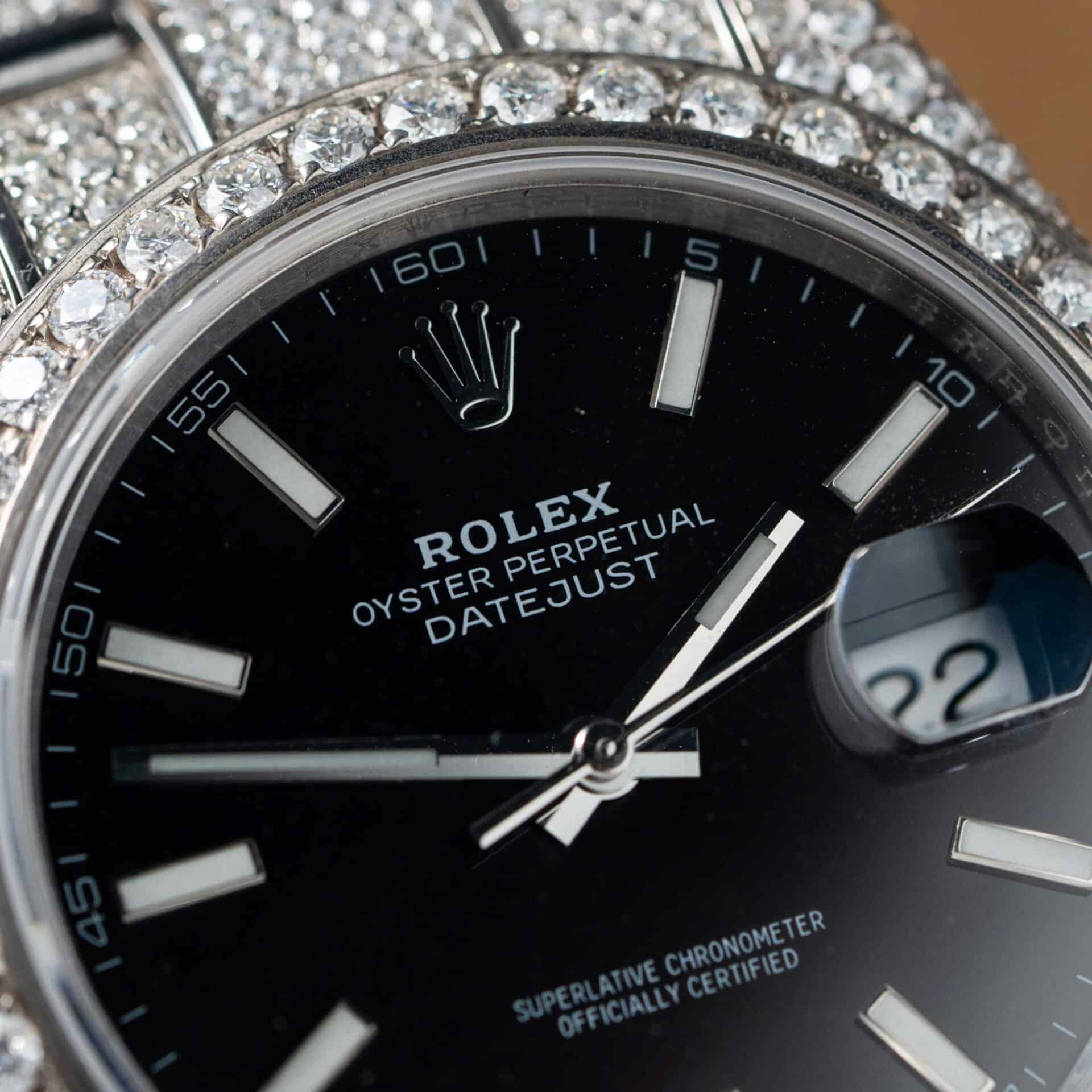 Rolex Datejust Black Luminous Dial Iced Out Moissanite Best Replica 41mm - Image 5