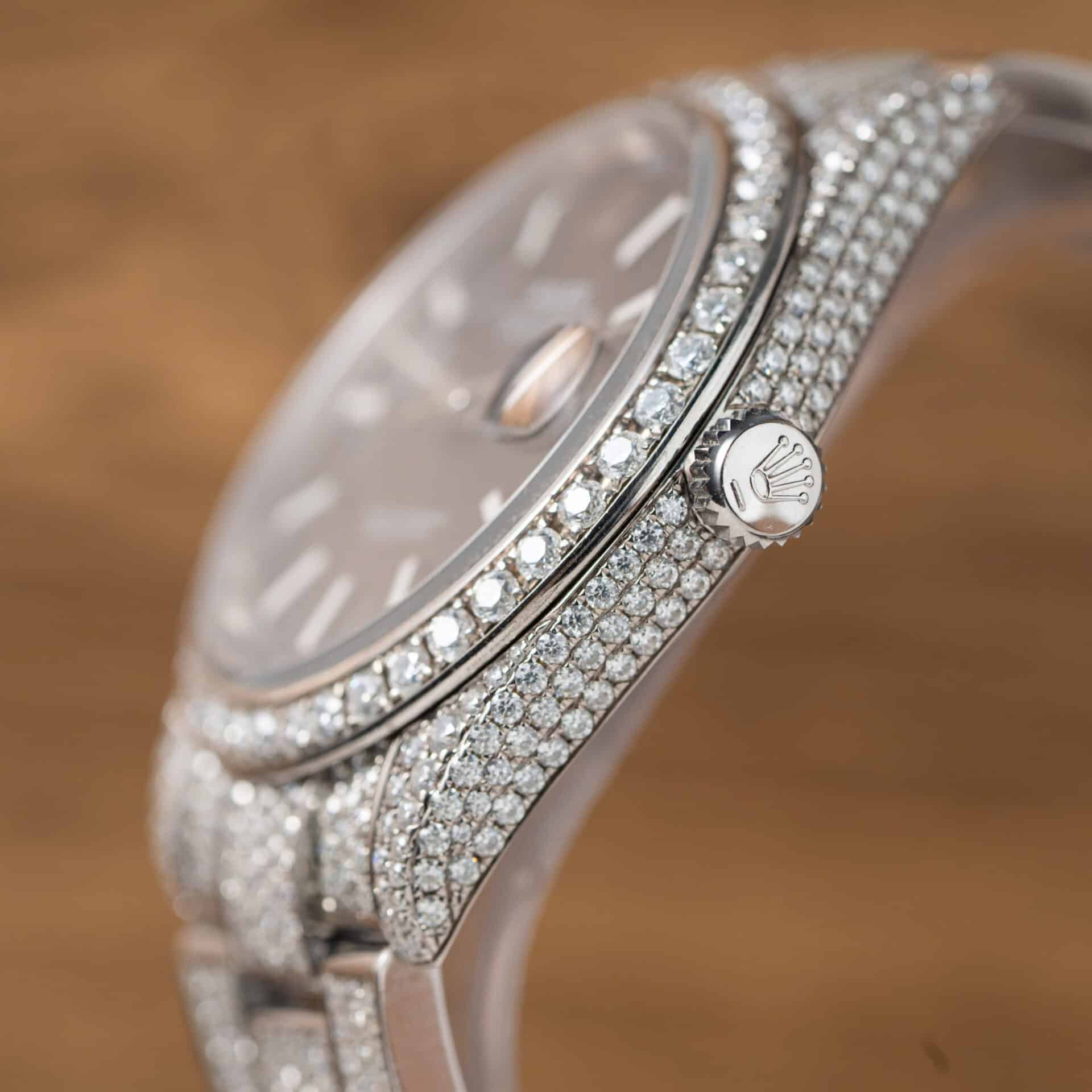 Rolex Datejust Black Luminous Dial Iced Out Moissanite Best Replica 41mm - Image 6