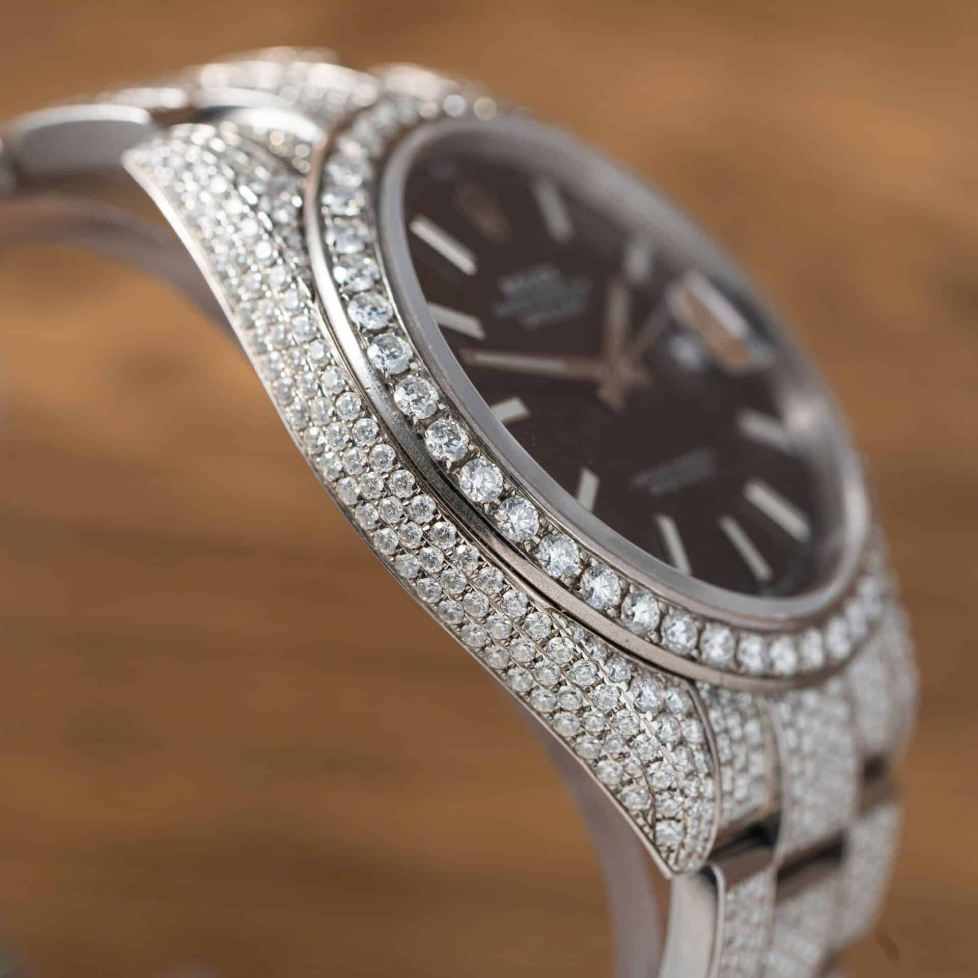 Rolex Datejust Black Luminous Dial Iced Out Moissanite Best Replica 41mm - Image 7