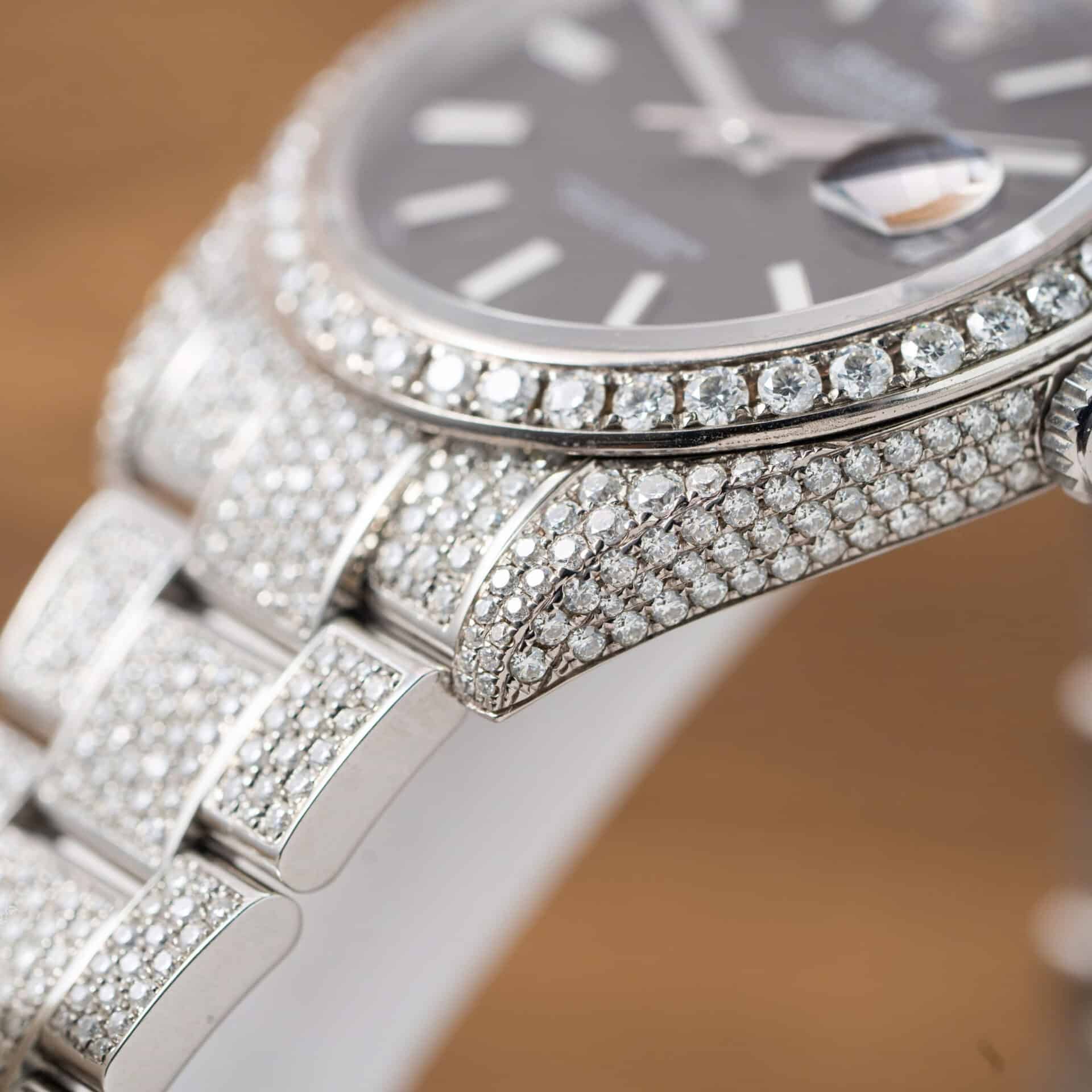 Rolex Datejust Black Luminous Dial Iced Out Moissanite Best Replica 41mm - Image 9