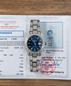 Rolex Datejust Blue Luminous Dial Iced Out Moissanite Best Replica 41mm