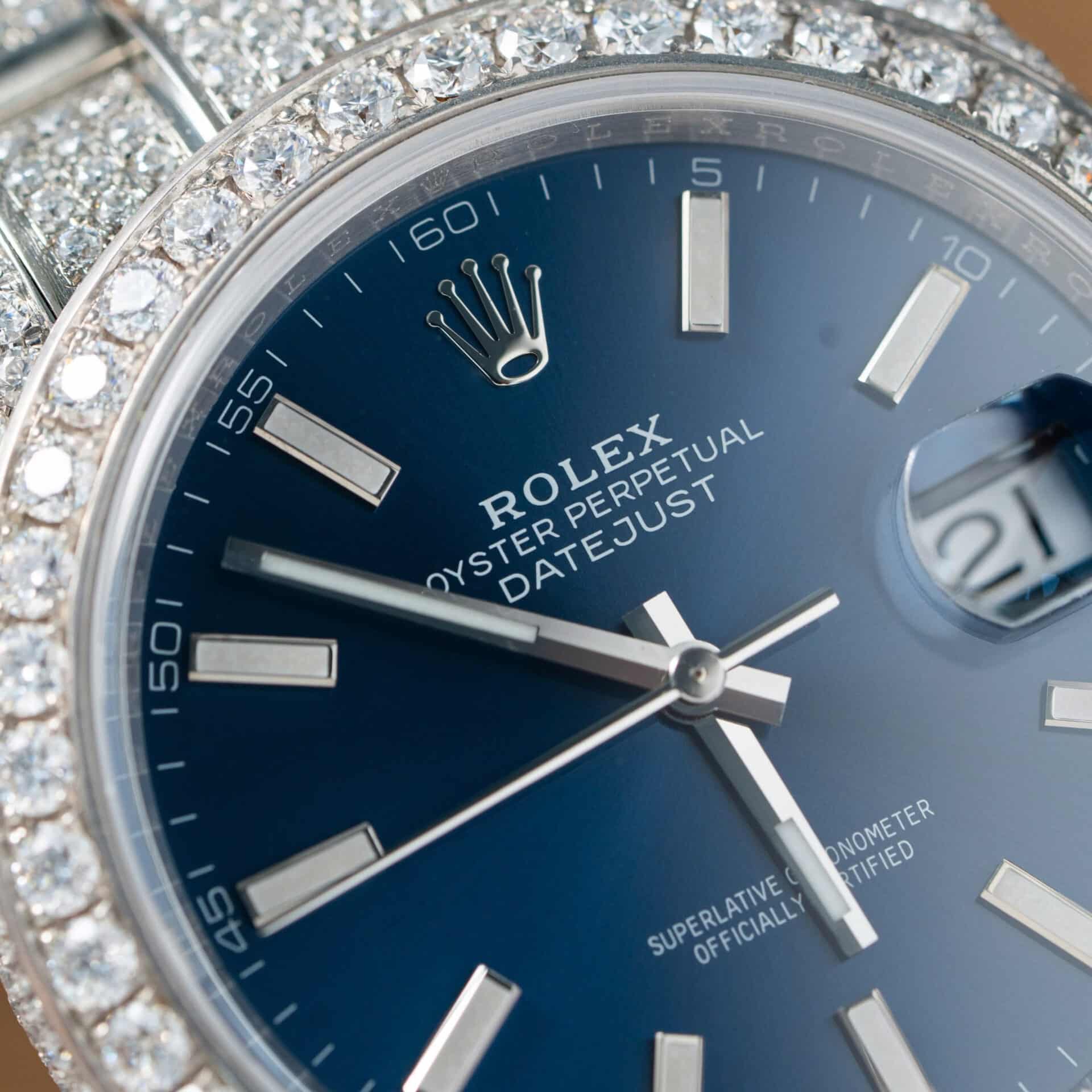 Rolex Datejust Blue Luminous Dial Iced Out Moissanite Best Replica 41mm - Image 5