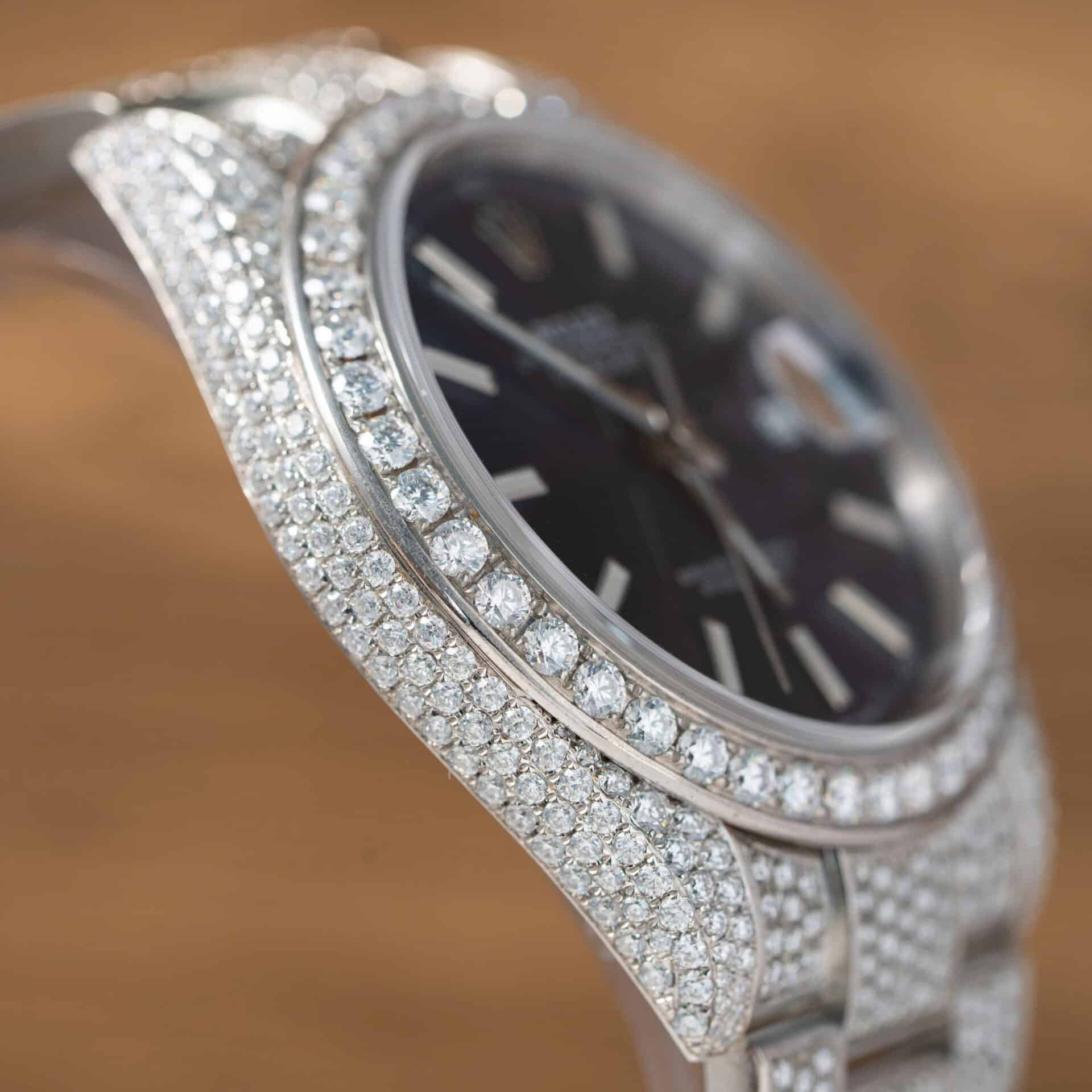 Rolex Datejust Blue Luminous Dial Iced Out Moissanite Best Replica 41mm - Image 8