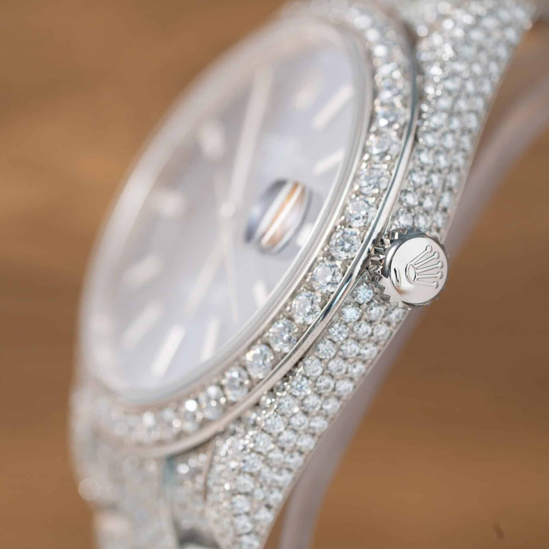 Rolex Datejust Blue Luminous Dial Iced Out Moissanite Best Replica 41mm - Image 9