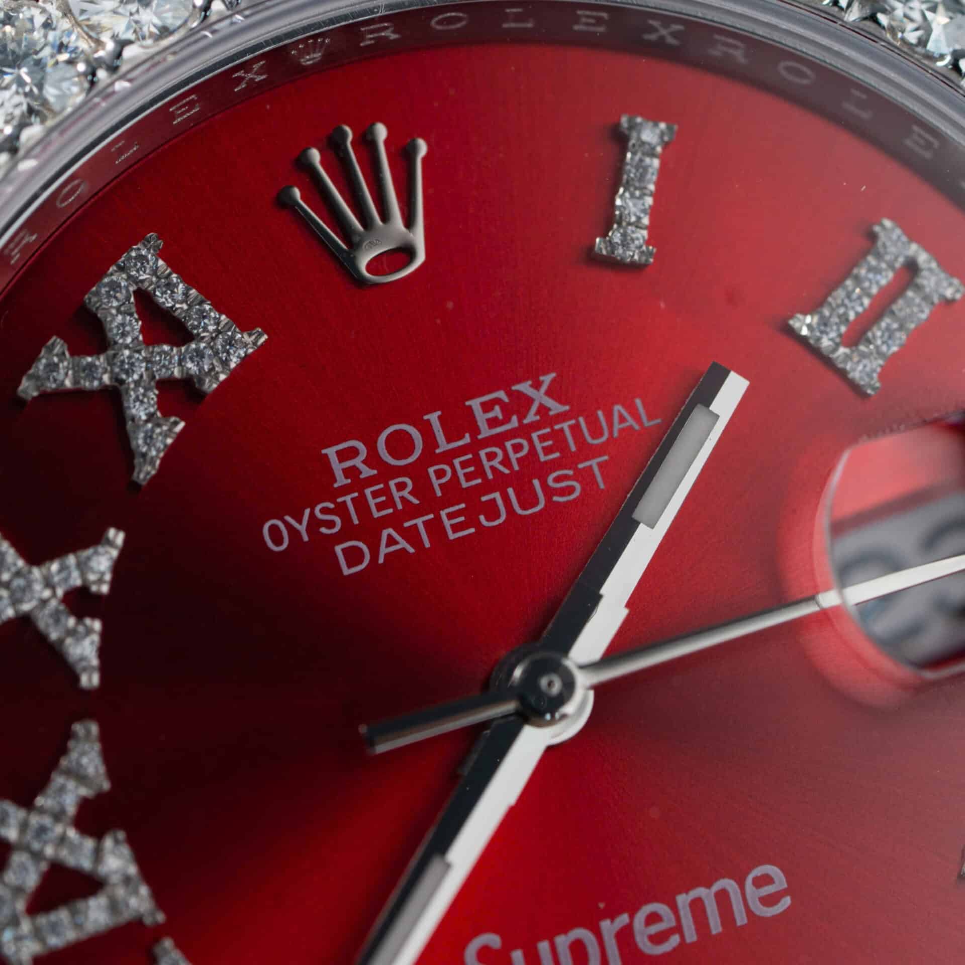 Rolex Datejust Red Roman Dial Iced Out Moissanite Best Replica 41mm - Image 5