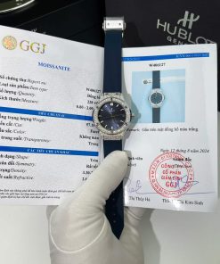 Hublot Classic Fusion Titanium Pavé Blue Dial Rubber Custom Moissanite 33mm