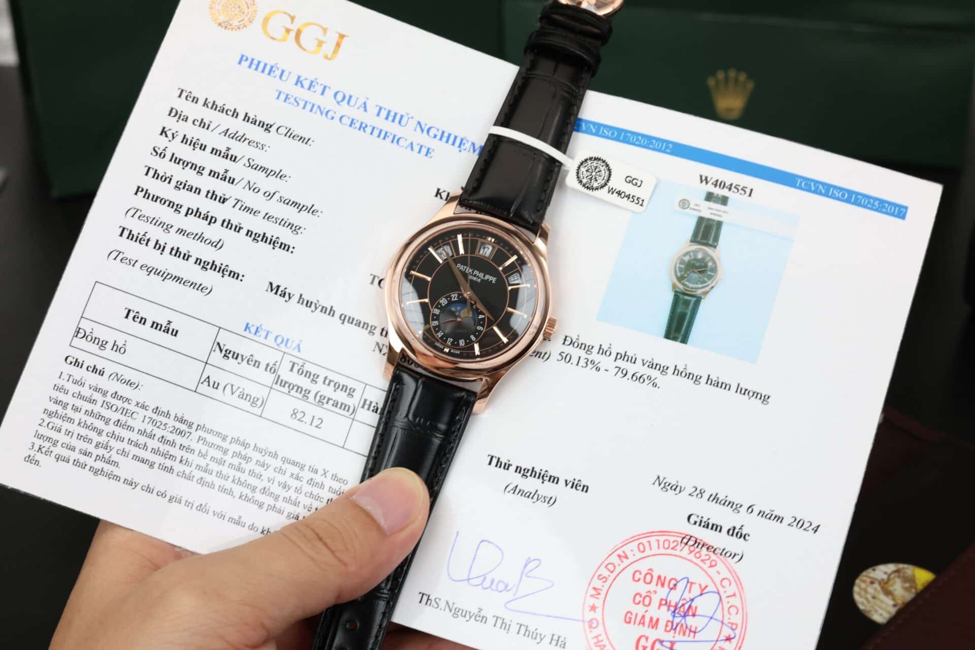 Patek Philippe Complications 5205R Black Dial 18K Rose Gold Wrapped Leather 40mm