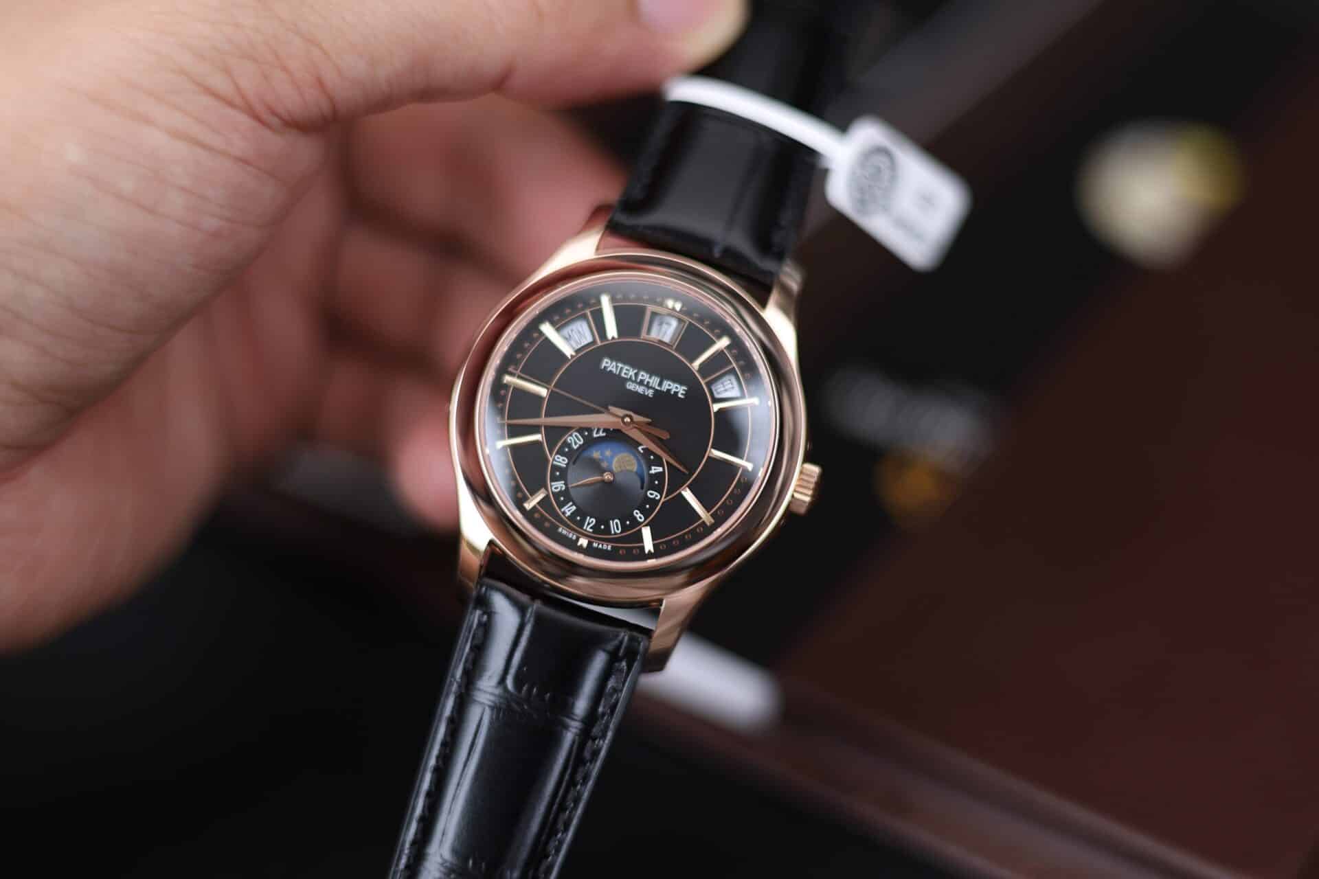 Patek Philippe Complications 5205R Black Dial 18K Rose Gold Wrapped Leather 40mm - Image 3