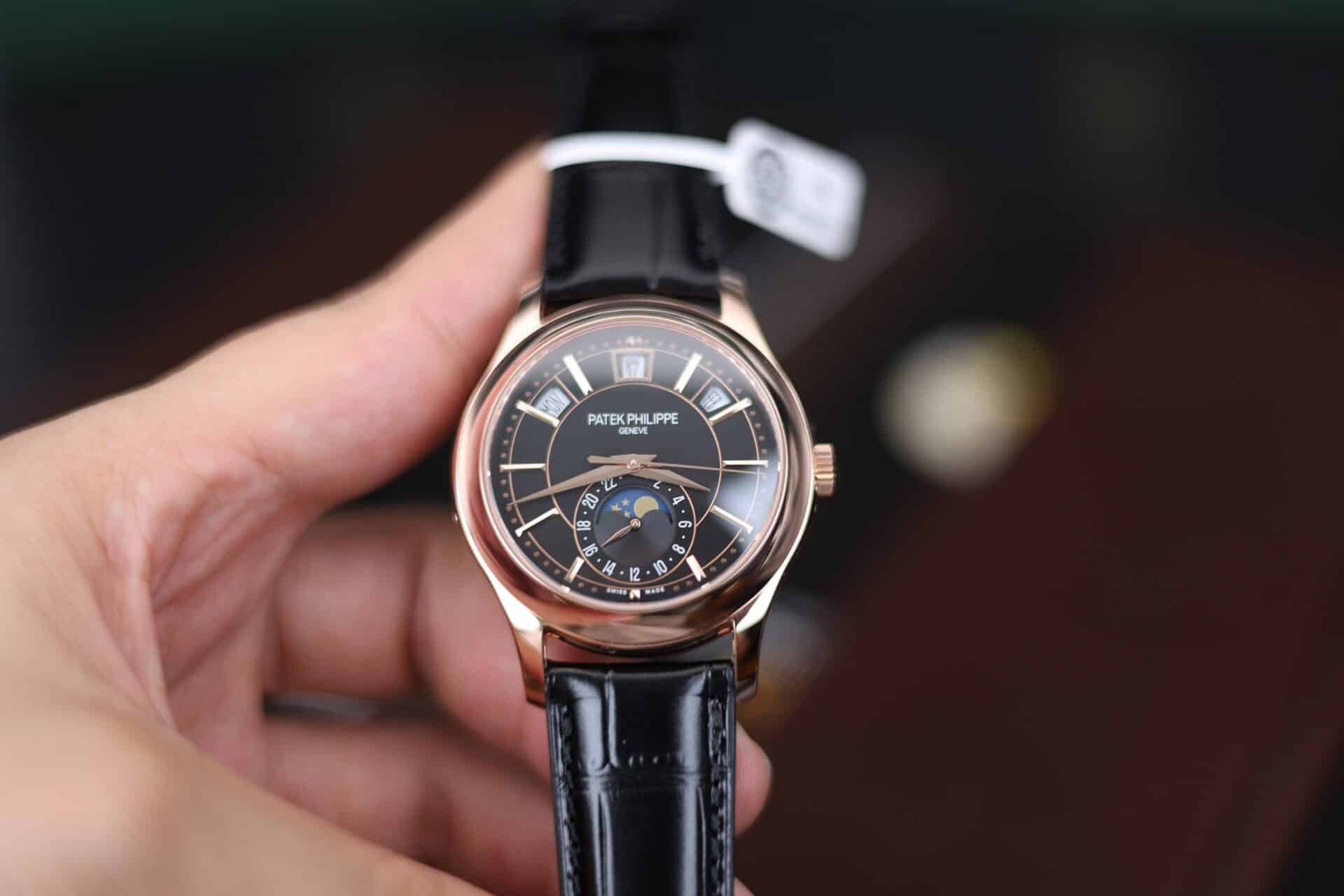 Patek Philippe Complications 5205R Black Dial 18K Rose Gold Wrapped Leather 40mm - Image 4