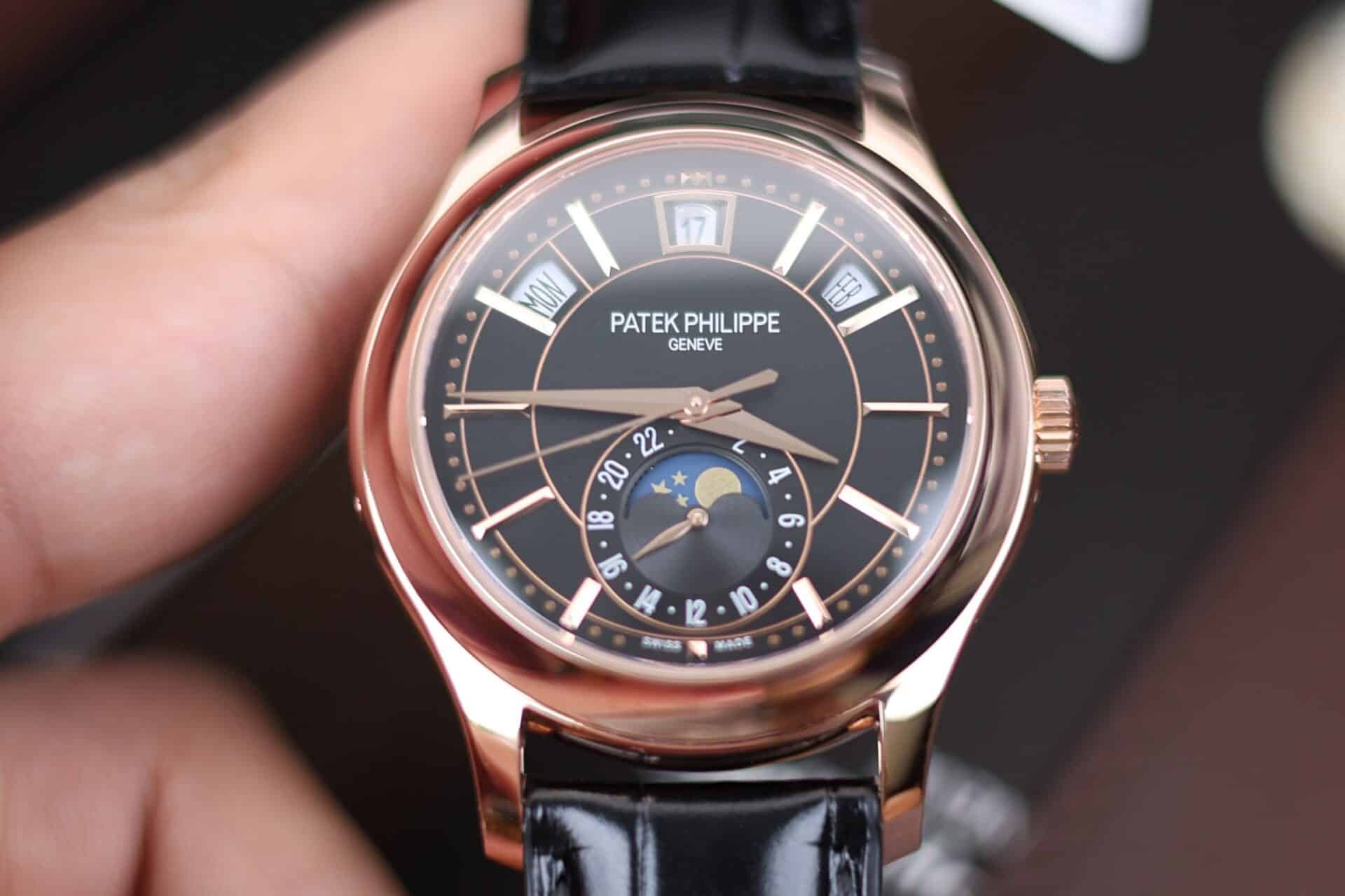 Patek Philippe Complications 5205R Black Dial 18K Rose Gold Wrapped Leather 40mm - Image 5